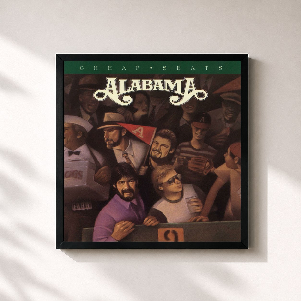 #noir Tableau carré de l'album Cheap Seats de Alabama, cadre noir 32x32 cm