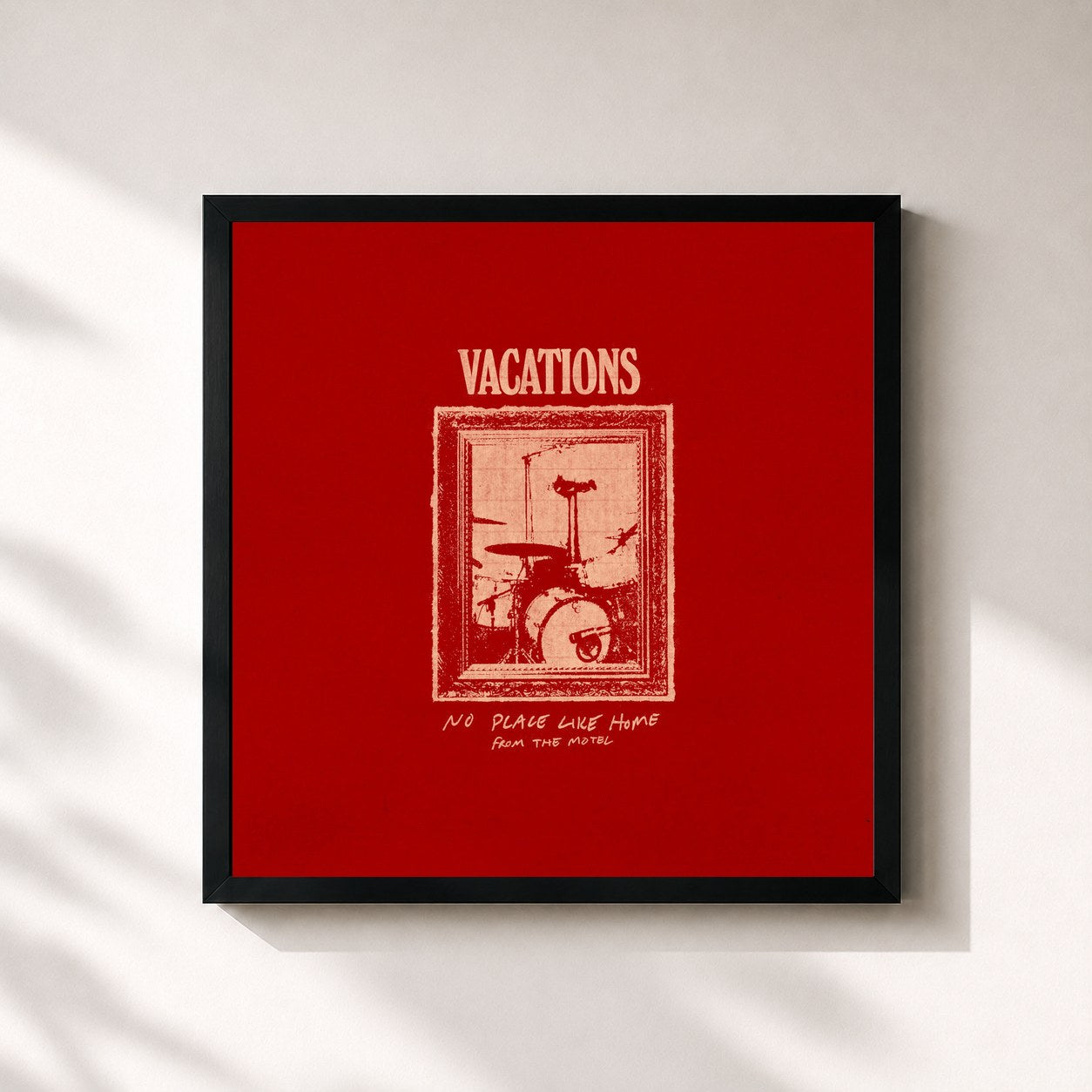 #noir Tableau carré de l'album No Place Like Home (From the Motel) de Vacations, cadre noir 32x32 cm