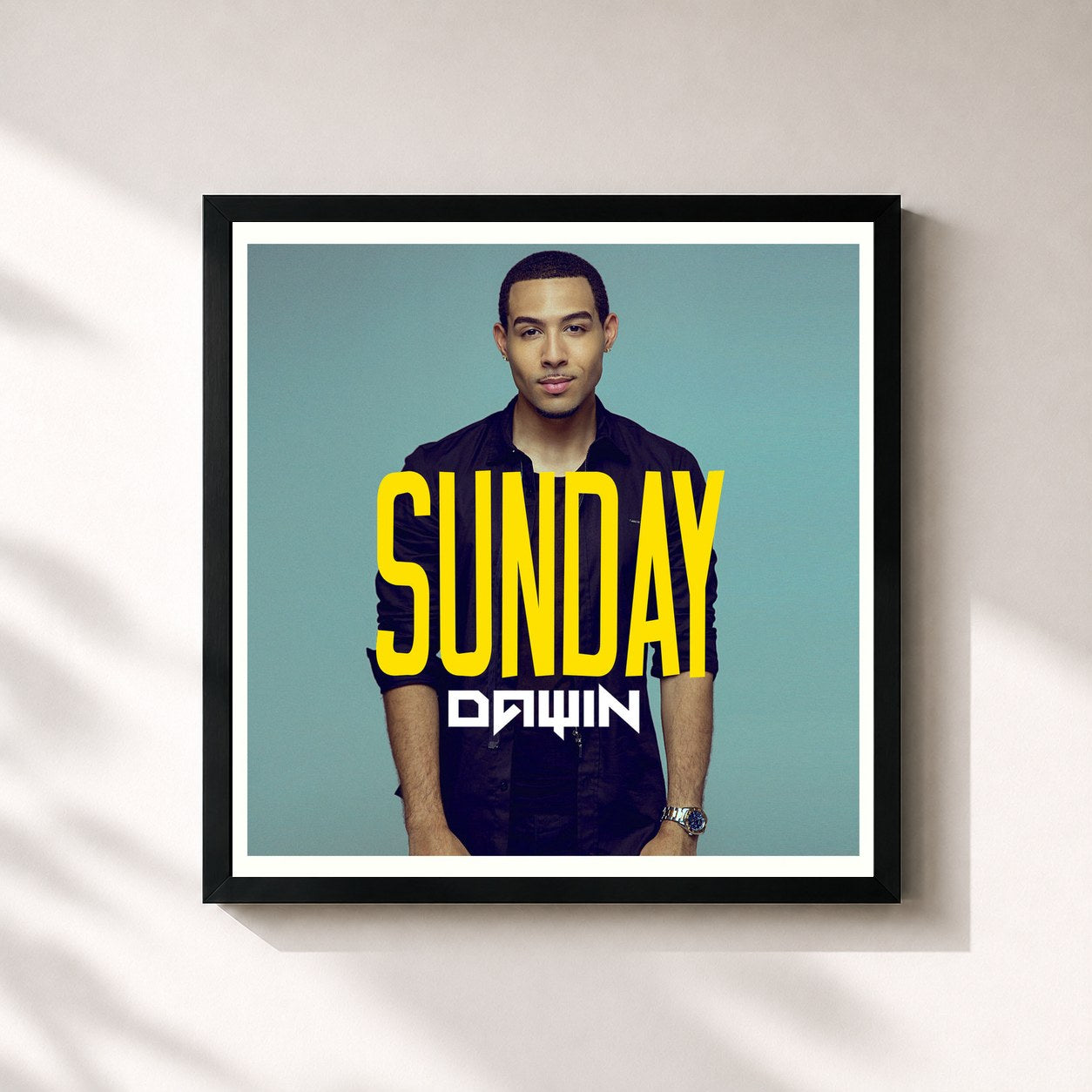 #noir Tableau carré de l'album Sunday de Dawin, cadre noir 32x32 cm