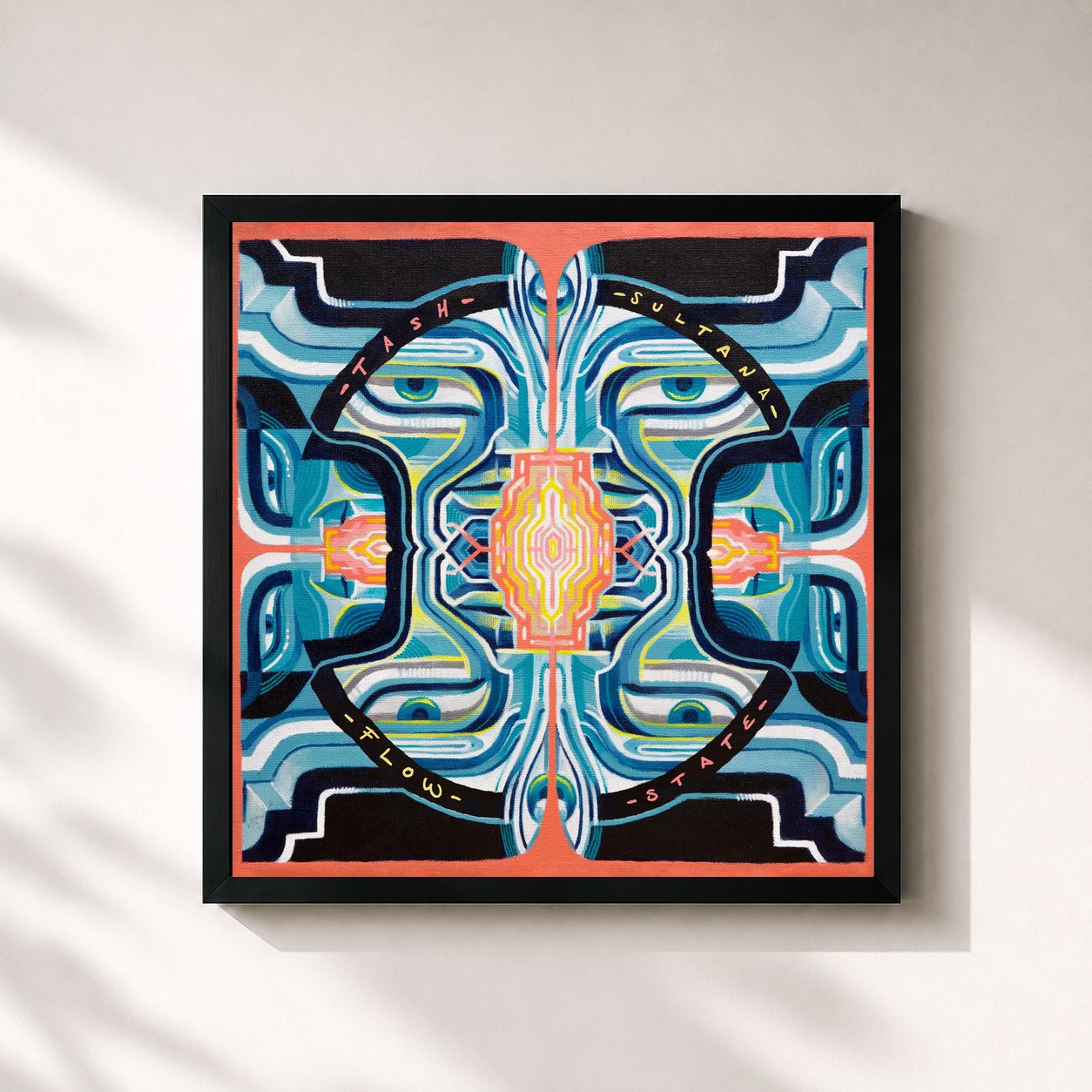 #noir Tableau carré de l'album Flow State de Tash Sultana, cadre noir 32x32 cm