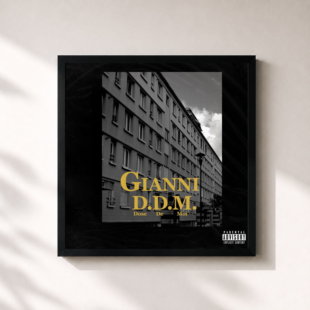 #noir Tableau carré de l'album D.D.M de Gianni, cadre noir 32x32 cm