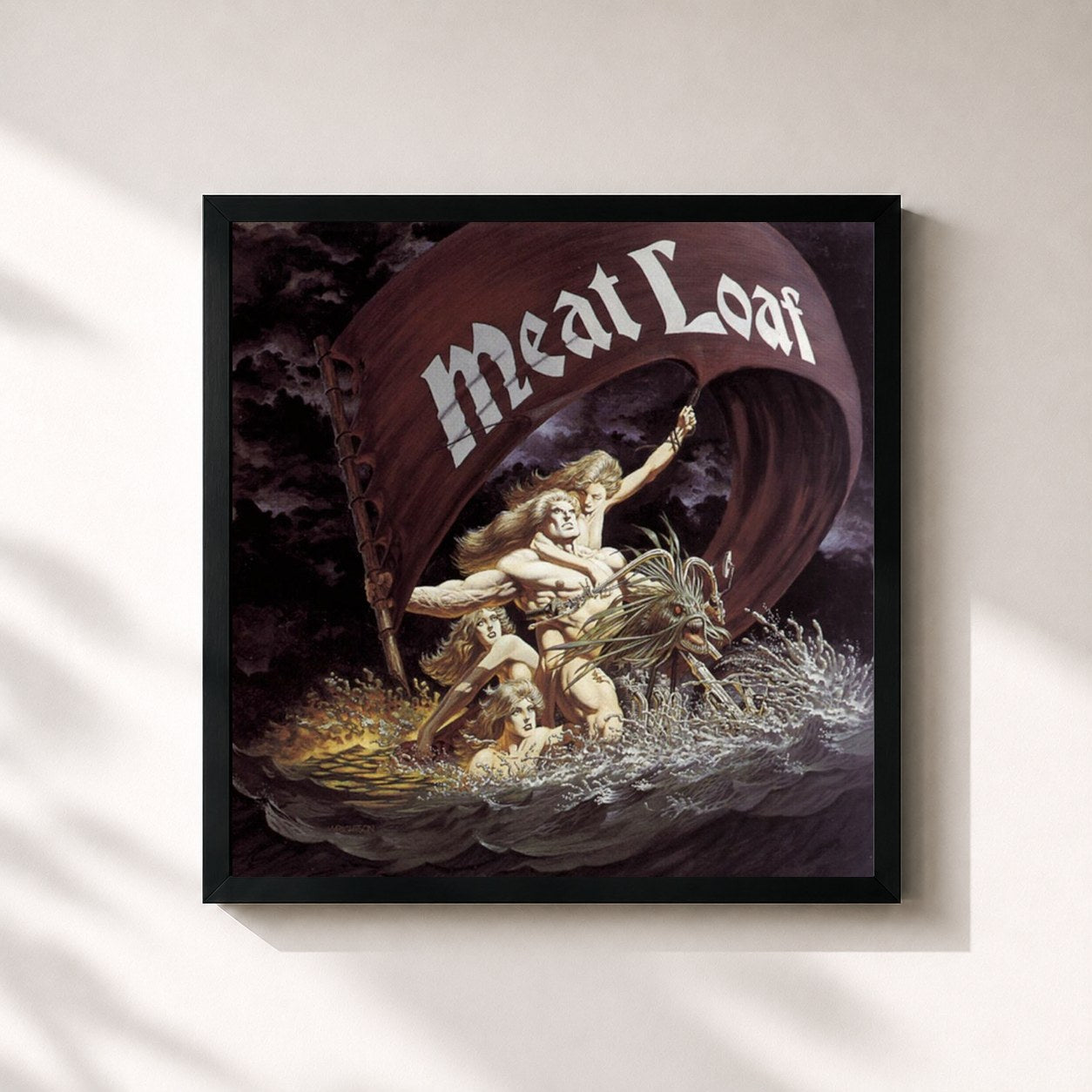 #noir Tableau carré de l'album Dead Ringer de Meat Loaf, cadre noir 32x32 cm