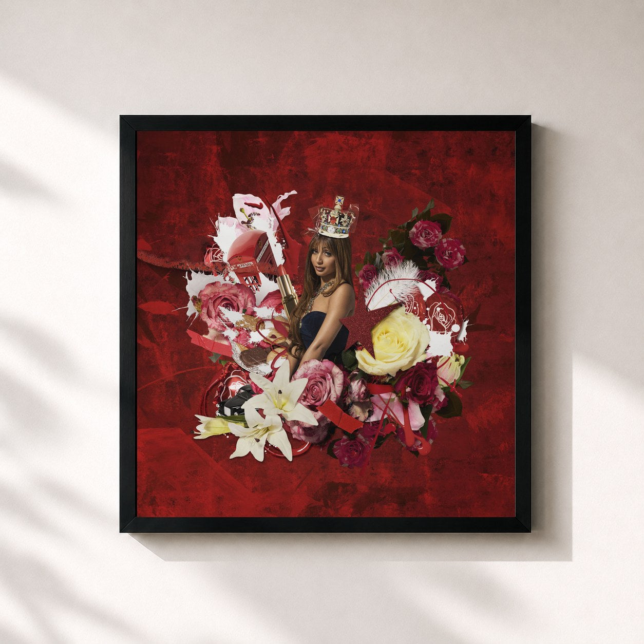 #noir Tableau carré de l'album Fancy That de PinkPantheress, cadre noir 32x32 cm