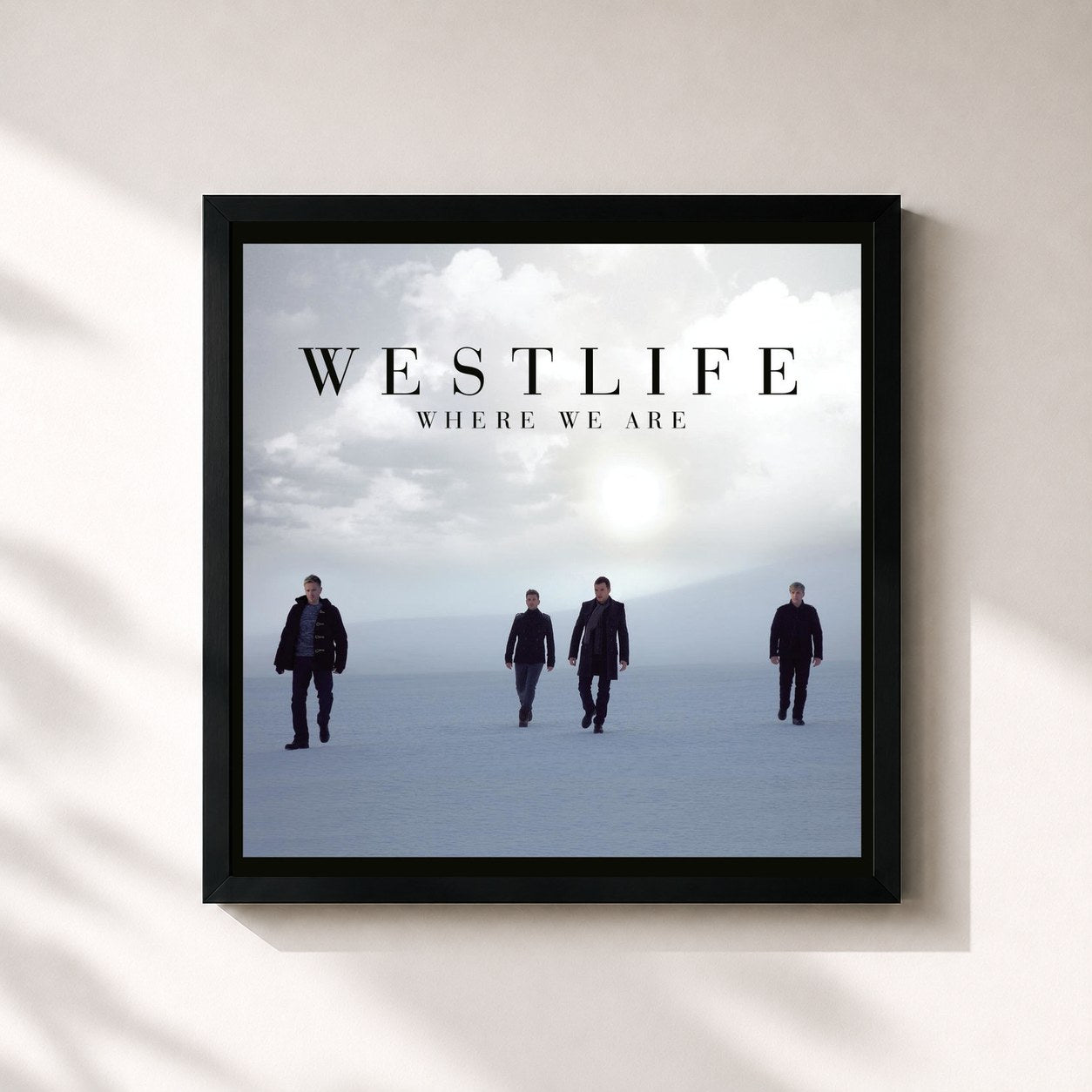 #noir Tableau carré de l'album Where We Are de Westlife, cadre noir 32x32 cm