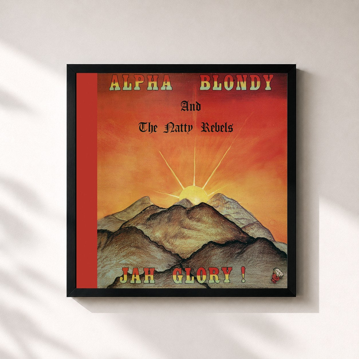 #noir Tableau carré de l'album Jah Glory (2010 Remastered Edition) de Alpha Blondy, cadre noir 32x32 cm