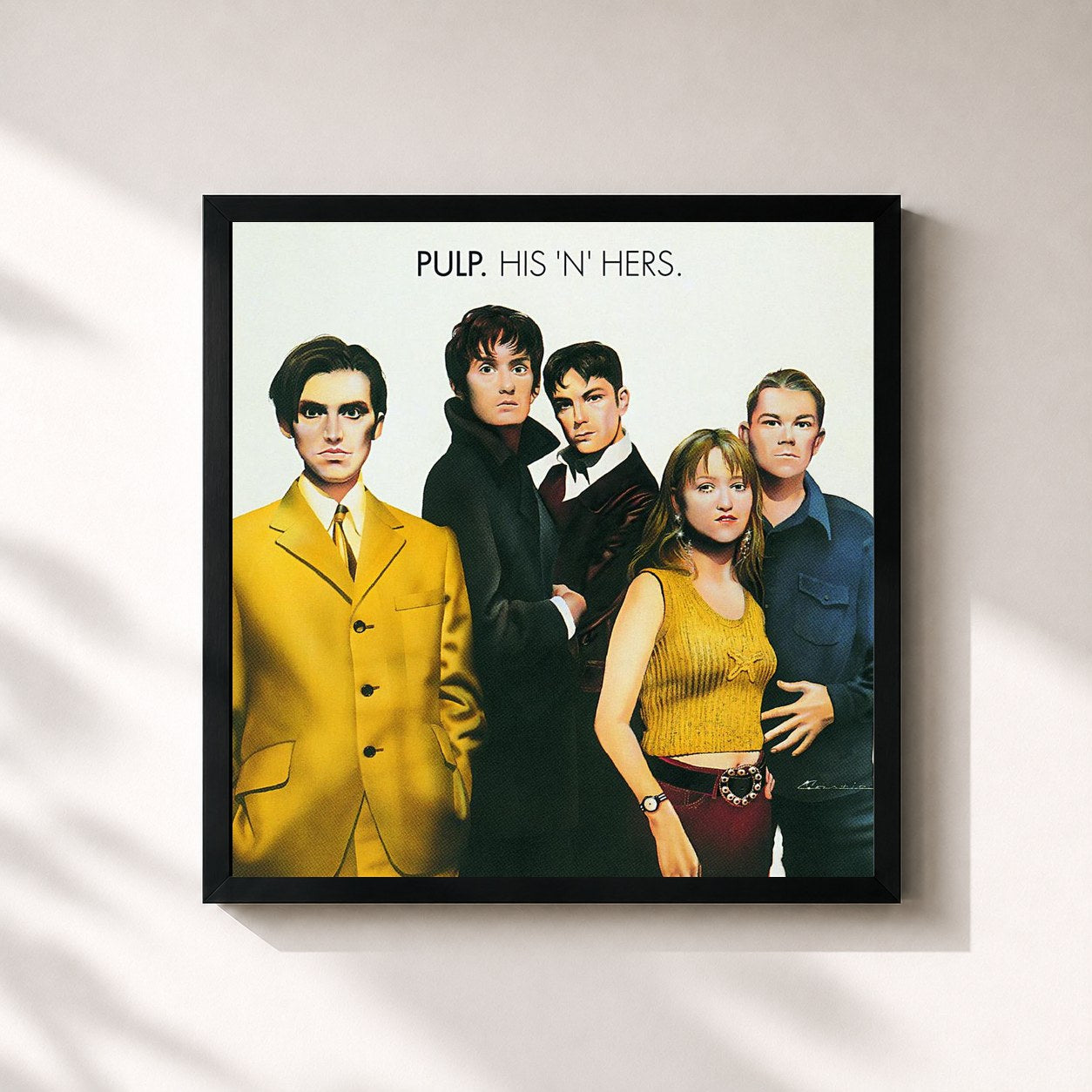 #noir Tableau carré de l'album His 'N' Hers de Pulp, cadre noir 32x32 cm