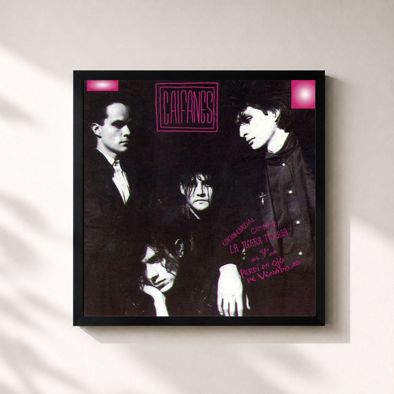 #noir Tableau carré de l'album Caifanes de Caifanes, cadre noir 32x32 cm