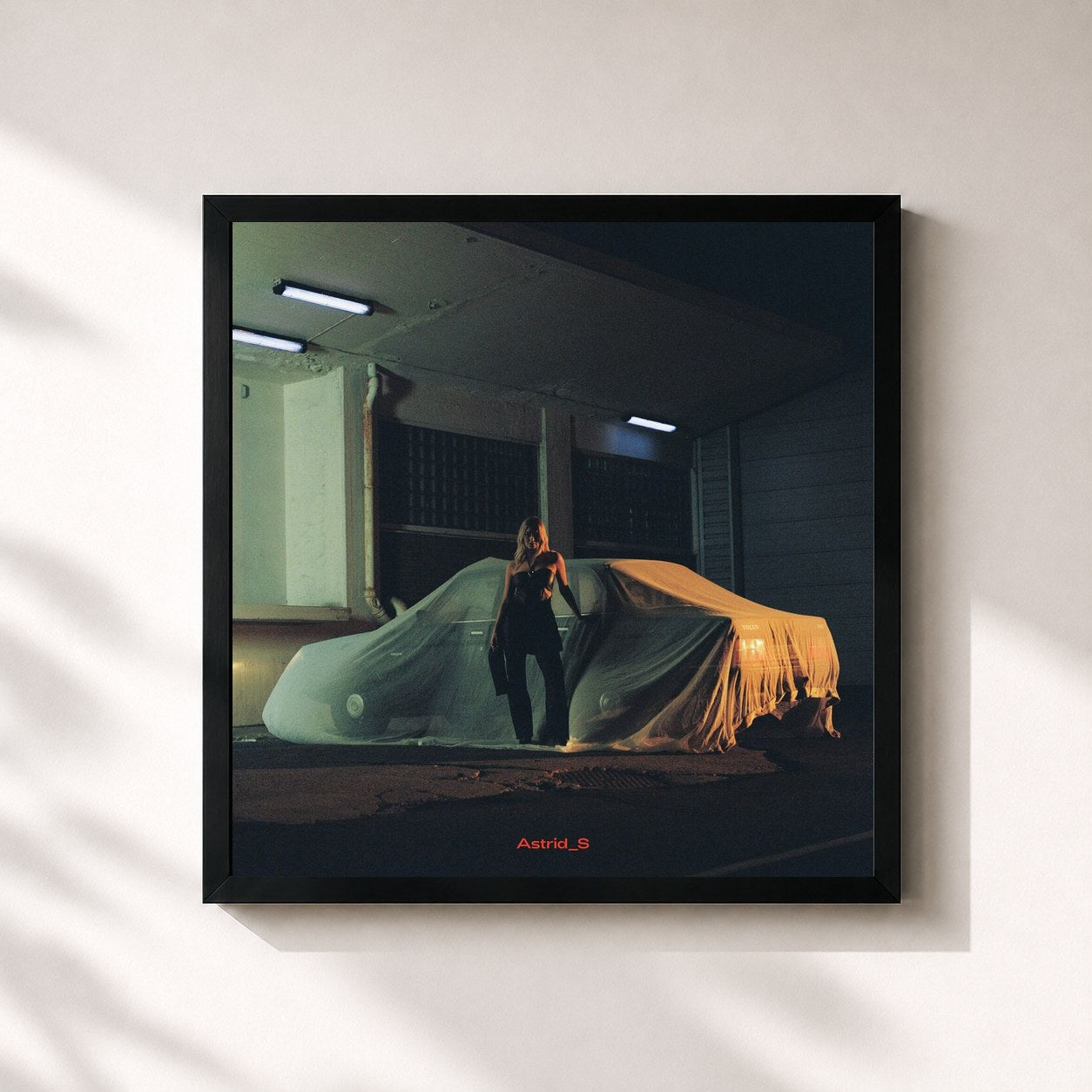 #noir Tableau carré de l'album Joyride de Astrid S, cadre noir 32x32 cm