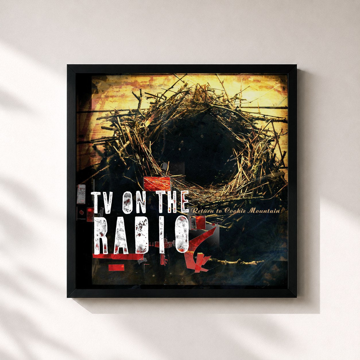 #noir Tableau carré de l'album Return To Cookie Mountain de TV on the Radio, cadre noir 32x32 cm