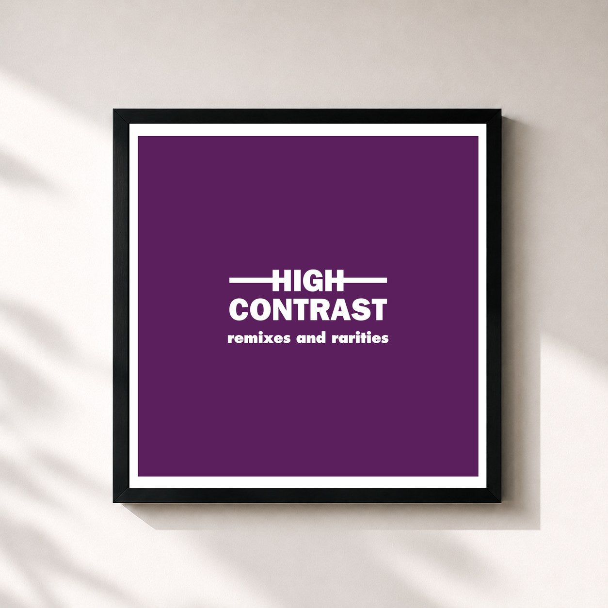 #noir Tableau carré de l'album Remixes and Rarities de High Contrast, cadre noir 32x32 cm
