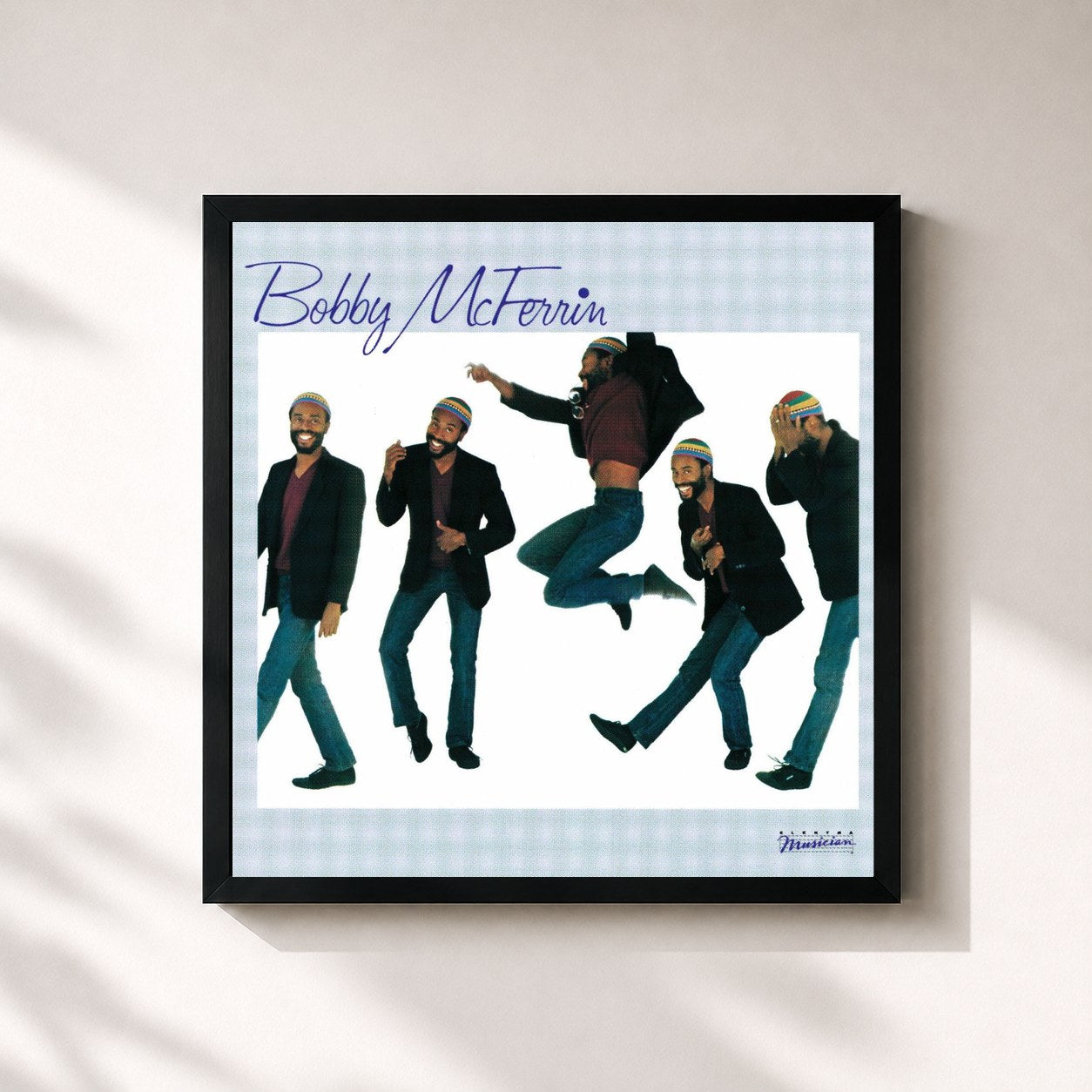 #noir Tableau carré de l'album Bobby McFerrin de Bobby McFerrin, cadre noir 32x32 cm