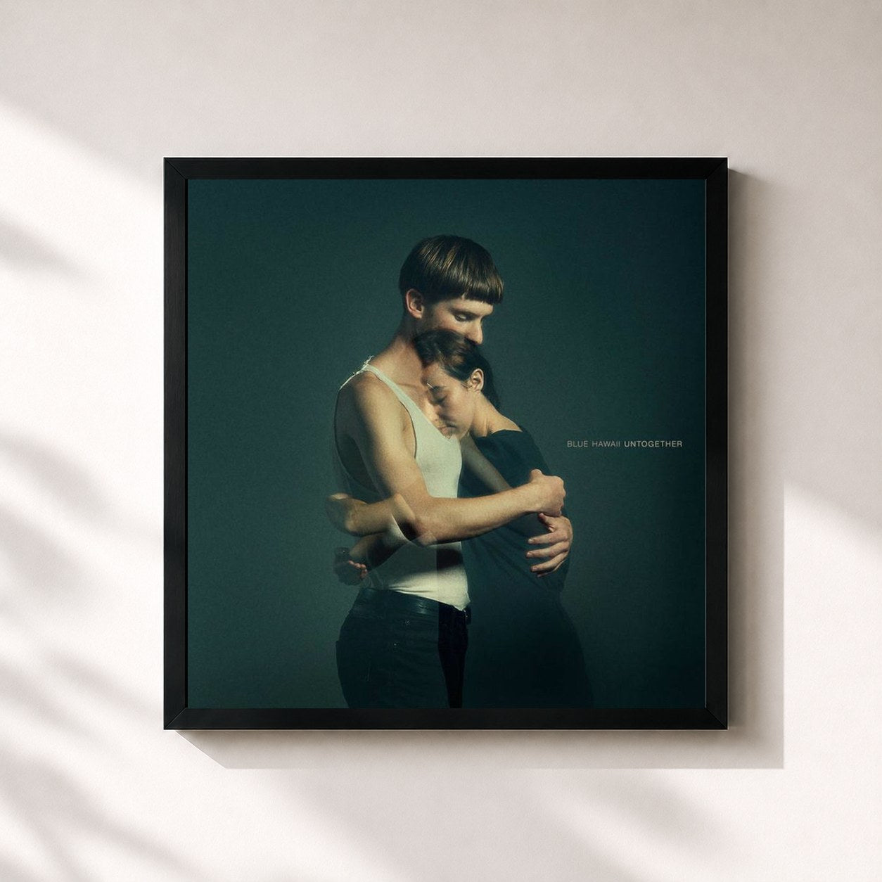 #noir Tableau carré de l'album Untogether de Blue Hawaii, cadre noir 32x32 cm