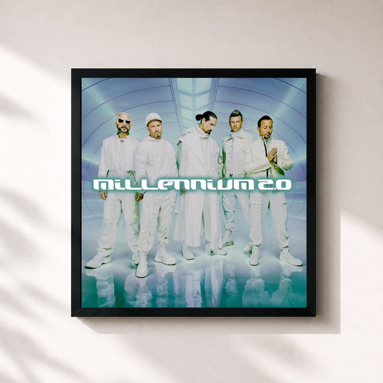 #noir Tableau carré de l'album Millennium 2.0 de Backstreet Boys, cadre noir 32x32 cm