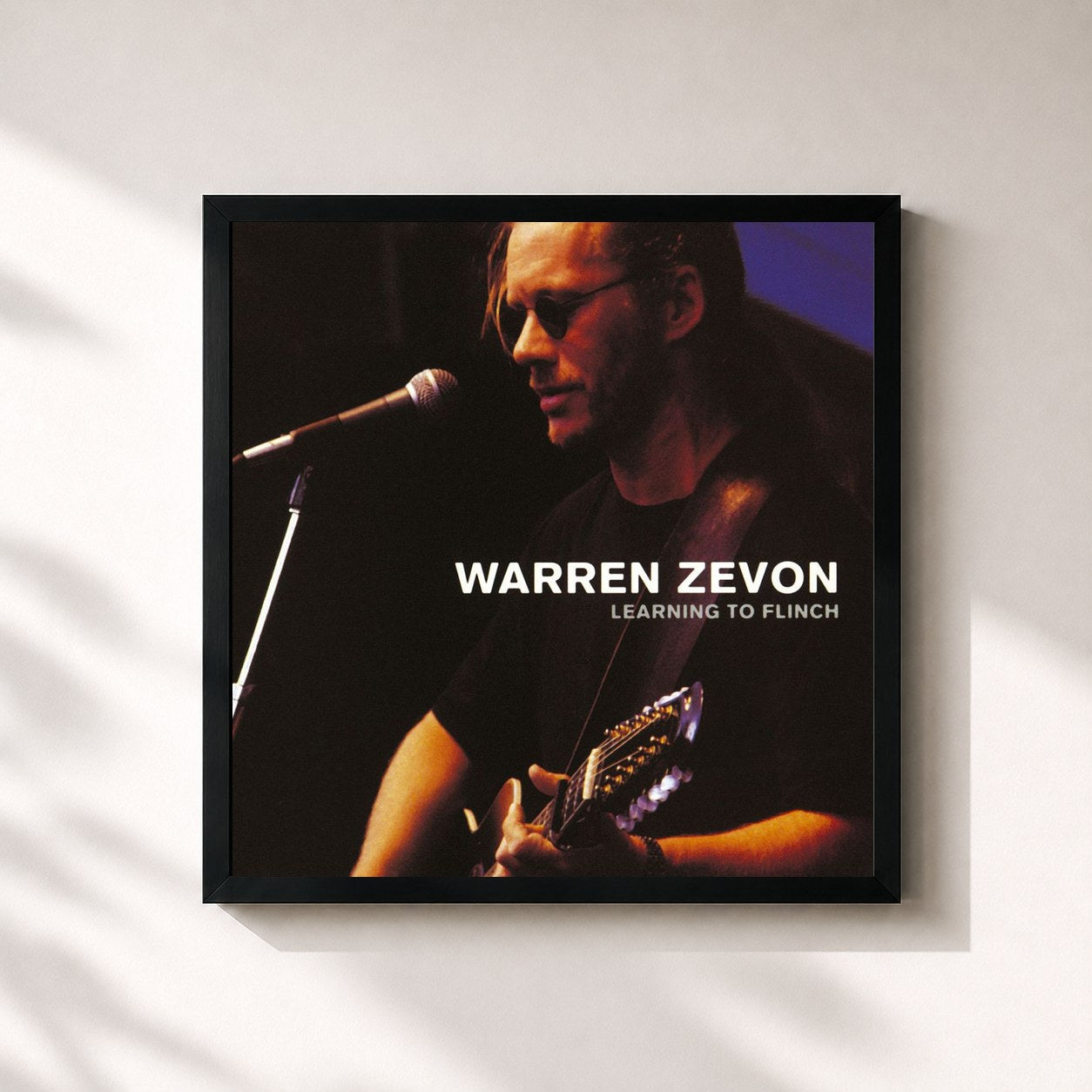 #noir Tableau carré de l'album Learning to Flinch de Warren Zevon, cadre noir 32x32 cm