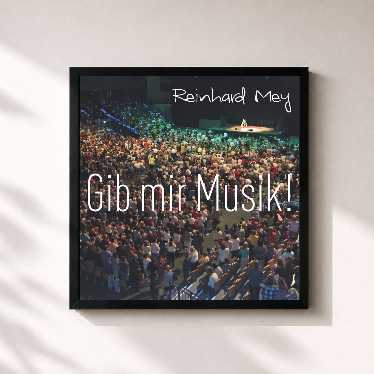 #noir Tableau carré de l'album Gib Mir Musik de Reinhard Mey, cadre noir 32x32 cm