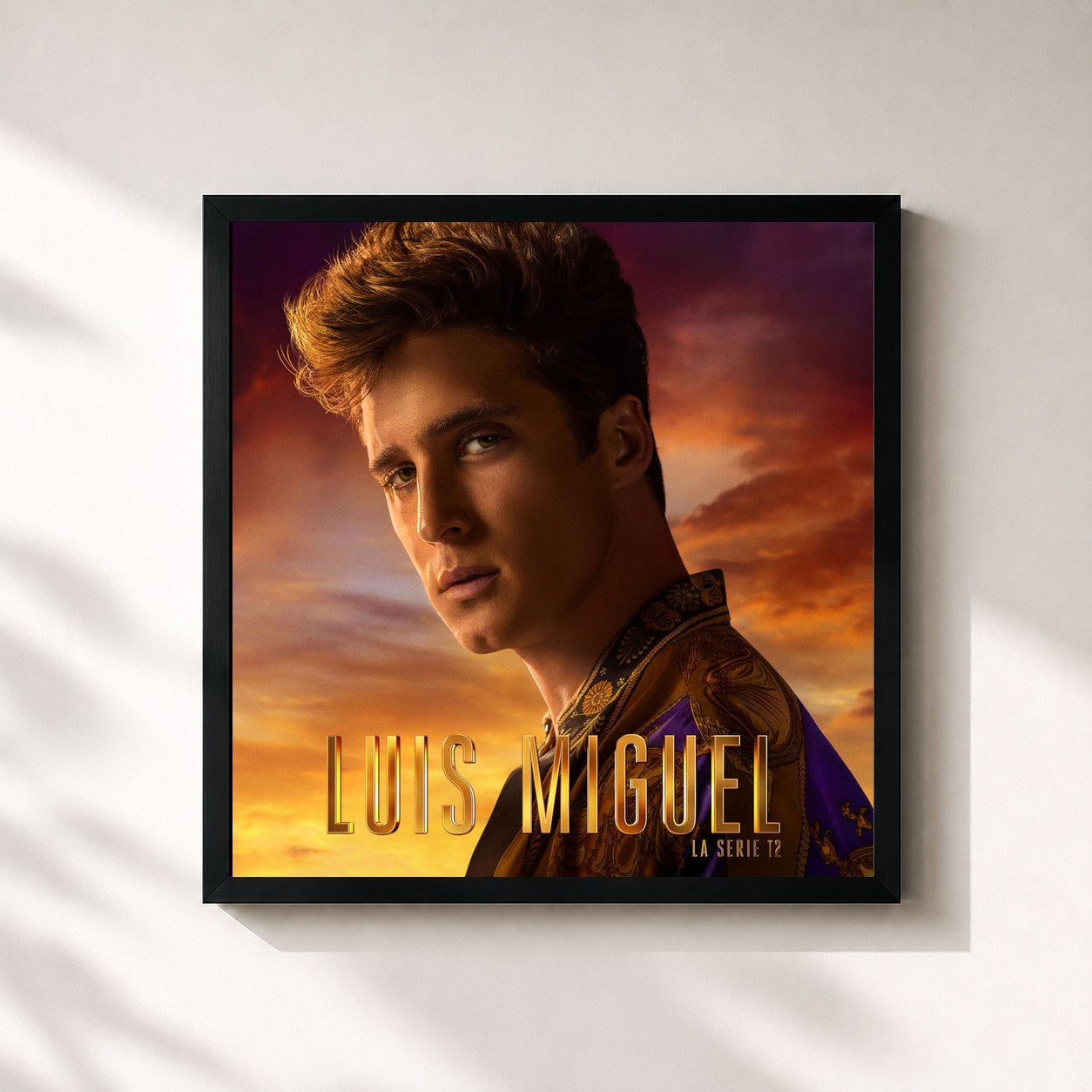 #noir Tableau carré de l'album Luis Miguel La Serie T2 de Diego Boneta, cadre noir 32x32 cm