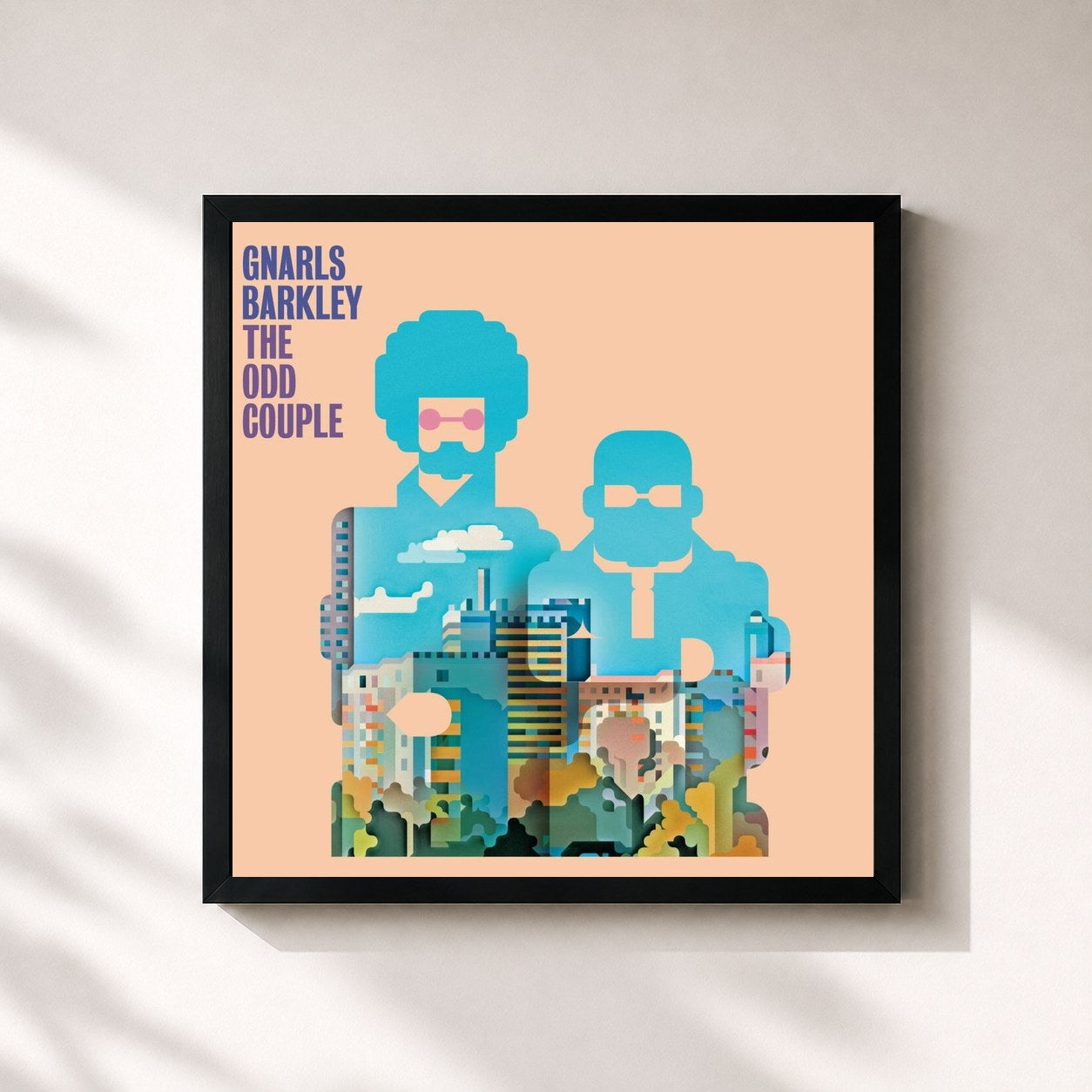 #noir Tableau carré de l'album The Odd Couple de Gnarls Barkley, cadre noir 32x32 cm