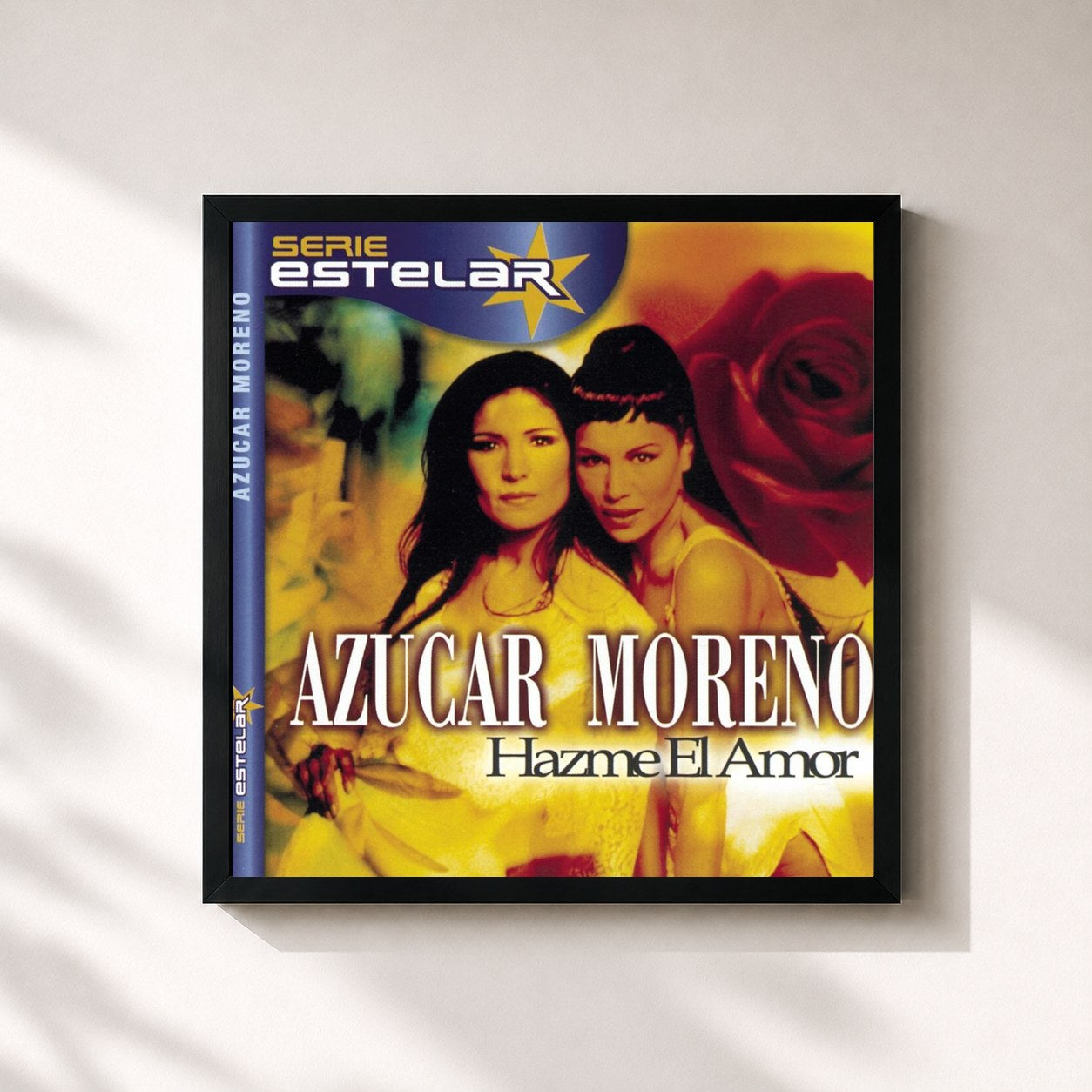 #noir Tableau carré de l'album Hazme El Amor de Azúcar Moreno, cadre noir 32x32 cm