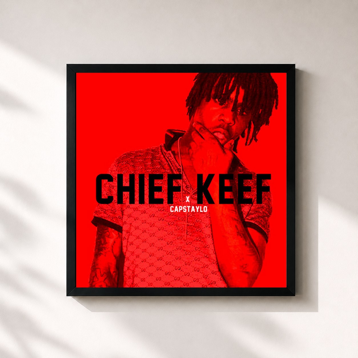 #noir Tableau carré de l'album Still Rich de Chief Keef, cadre noir 32x32 cm