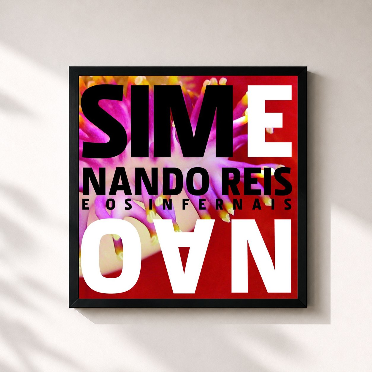 #noir Tableau carré de l'album Sim E Não de Nando Reis, cadre noir 32x32 cm