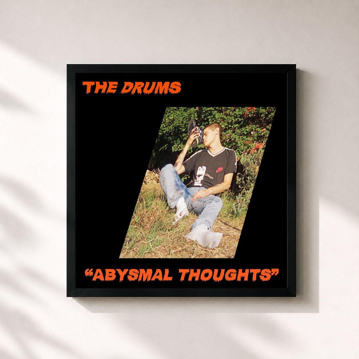 #noir Tableau carré de l'album Abysmal Thoughts de The Drums, cadre noir 32x32 cm