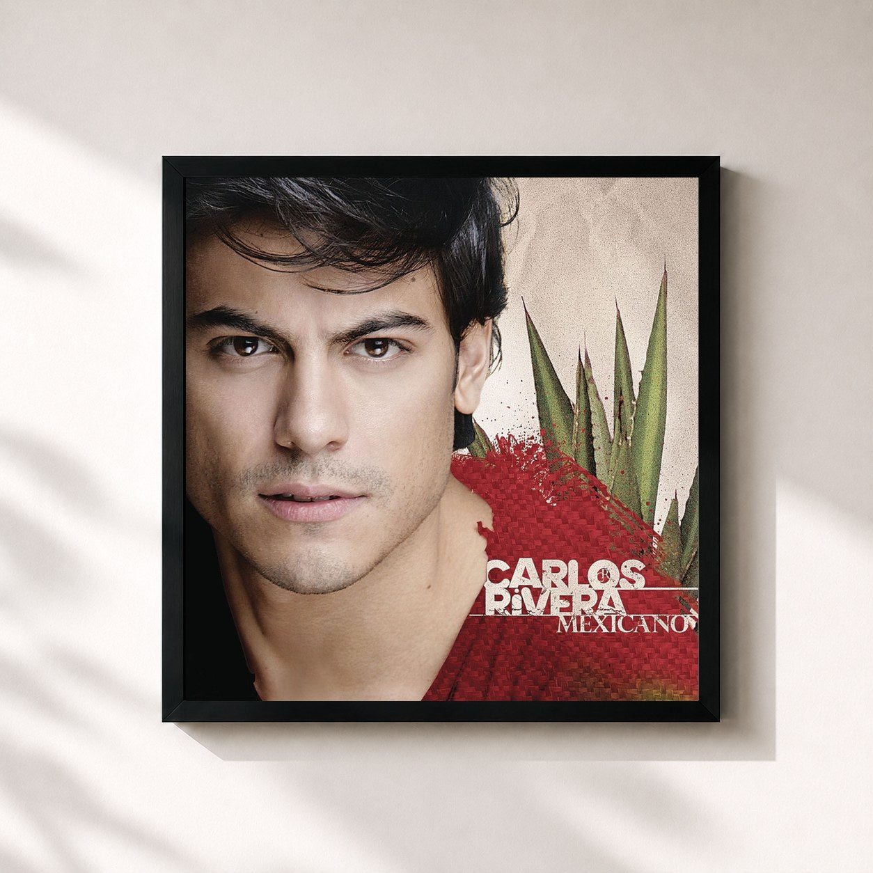 #noir Tableau carré de l'album Mexicano de Carlos Rivera, cadre noir 32x32 cm