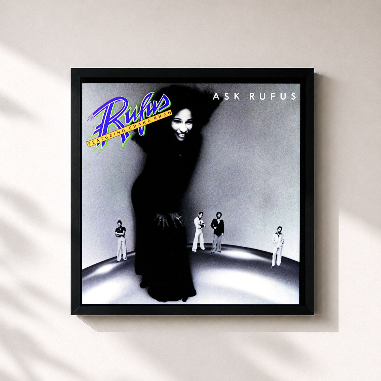 #noir Tableau carré de l'album Ask Rufus de Rufus, cadre noir 32x32 cm