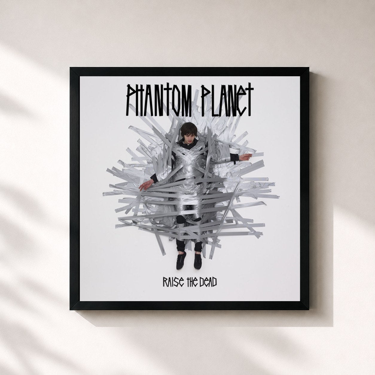 #noir Tableau carré de l'album Raise The Dead de Phantom Planet, cadre noir 32x32 cm