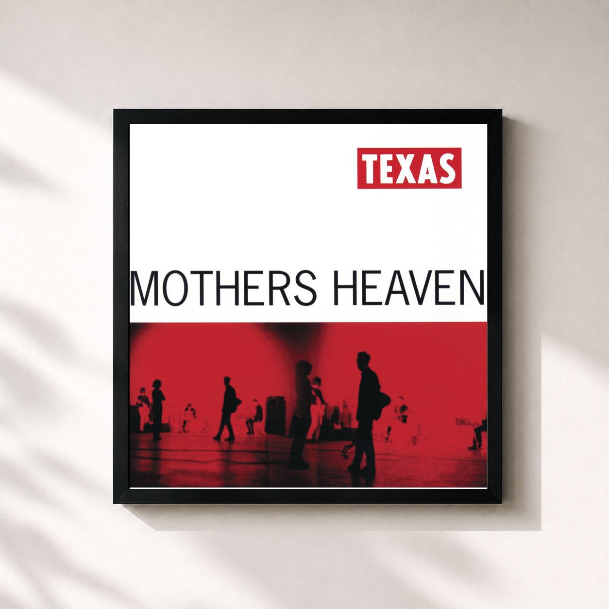 #noir Tableau carré de l'album Mothers Heaven de Texas, cadre noir 32x32 cm