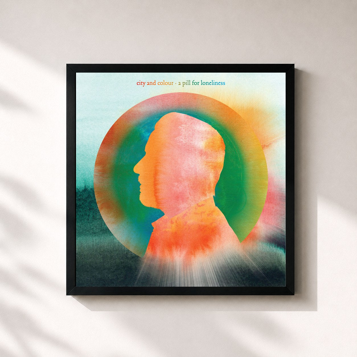 #noir Tableau carré de l'album A Pill for Loneliness de City and Colour, cadre noir 32x32 cm