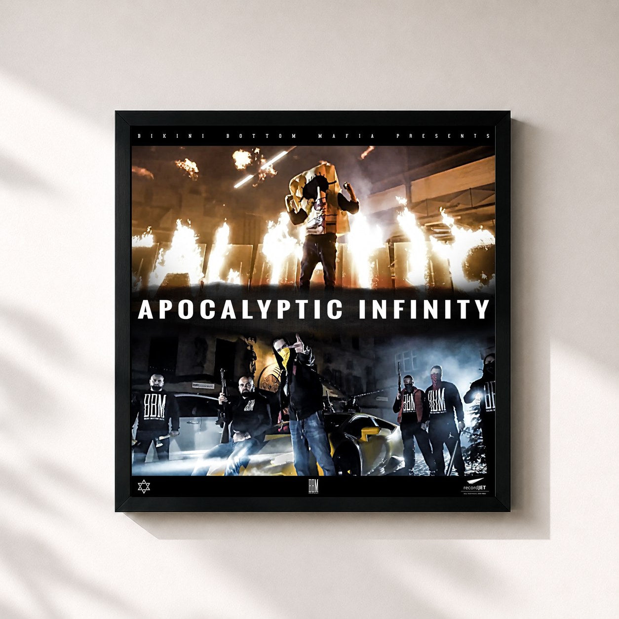 #noir Tableau carré de l'album Apocalyptic Infinity (Payback #forsundiego Version) de SpongeBozz, cadre noir 32x32 cm