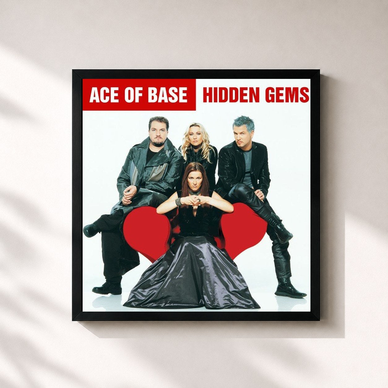 #noir Tableau carré de l'album Hidden Gems de Ace of Base, cadre noir 32x32 cm