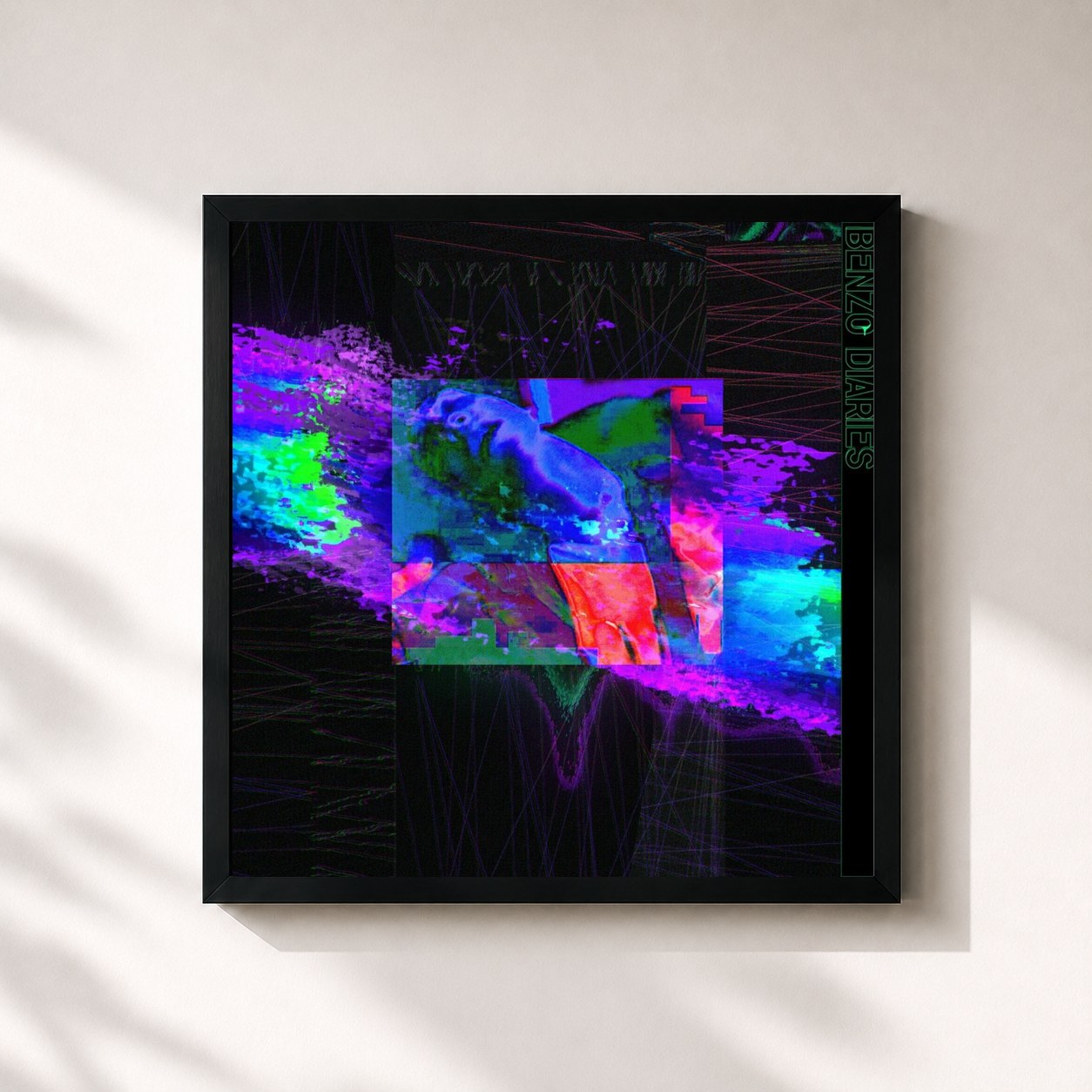 #noir Tableau carré de l'album Benzo Diaries de T-low, cadre noir 32x32 cm