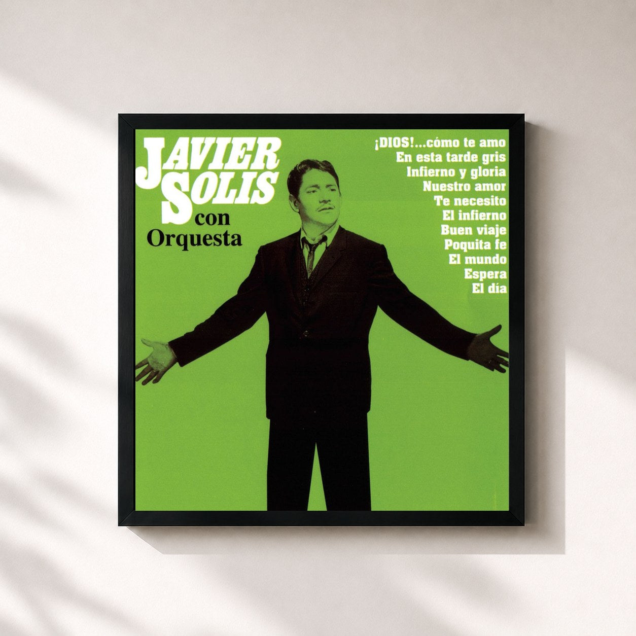 #noir Tableau carré de l'album Javier Solis con Orquesta de Javier Solis, cadre noir 32x32 cm