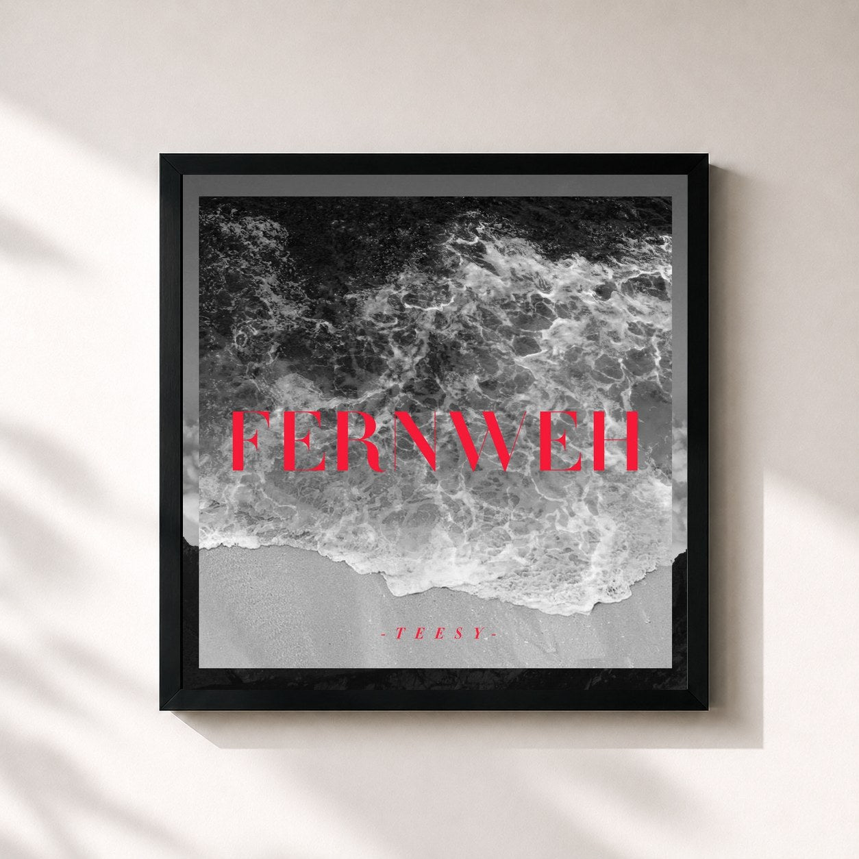 #noir Tableau carré de l'album Fernweh de Teesy, cadre noir 32x32 cm