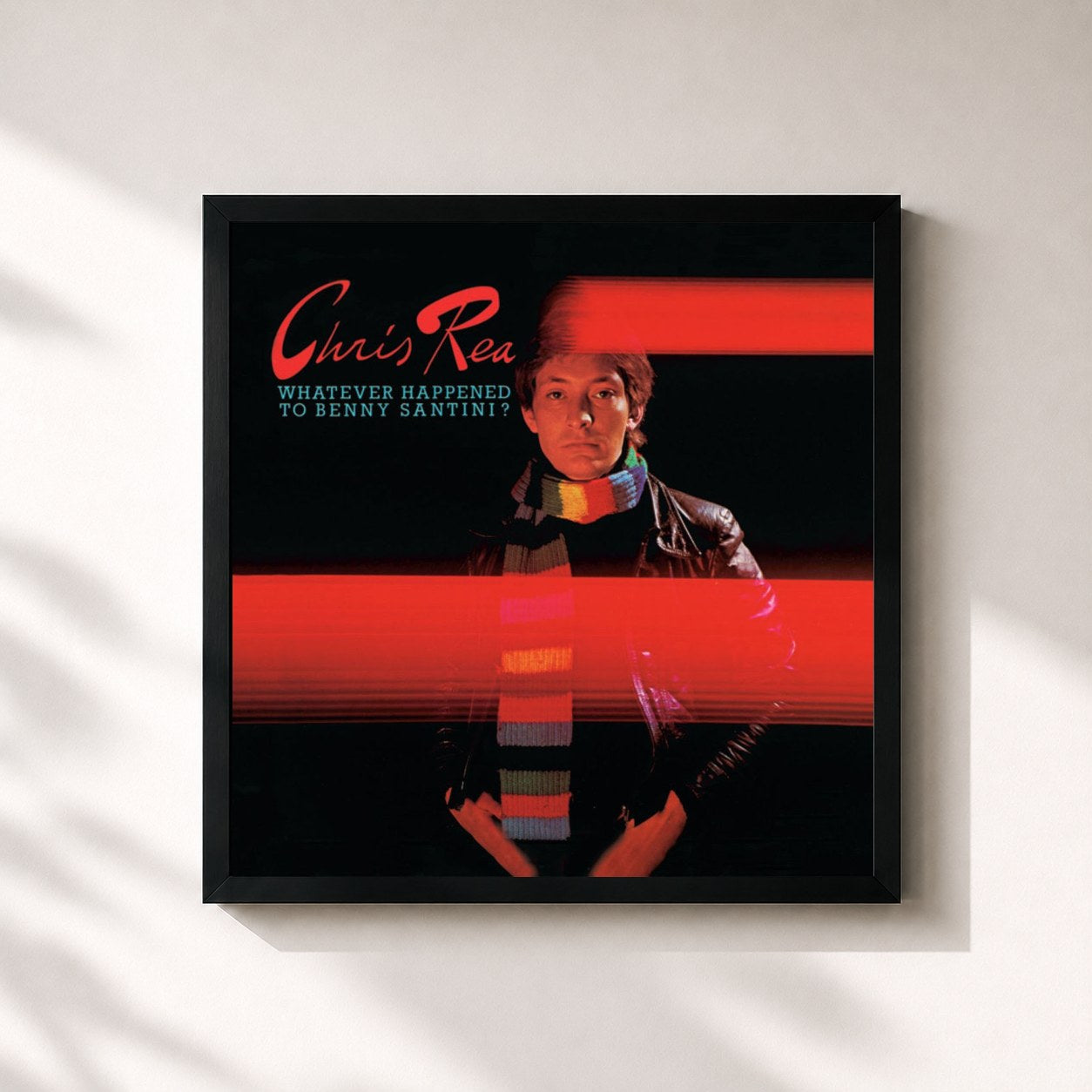 #noir Tableau carré de l'album Whatever Happened to Benny Santini? de Chris Rea, cadre noir 32x32 cm