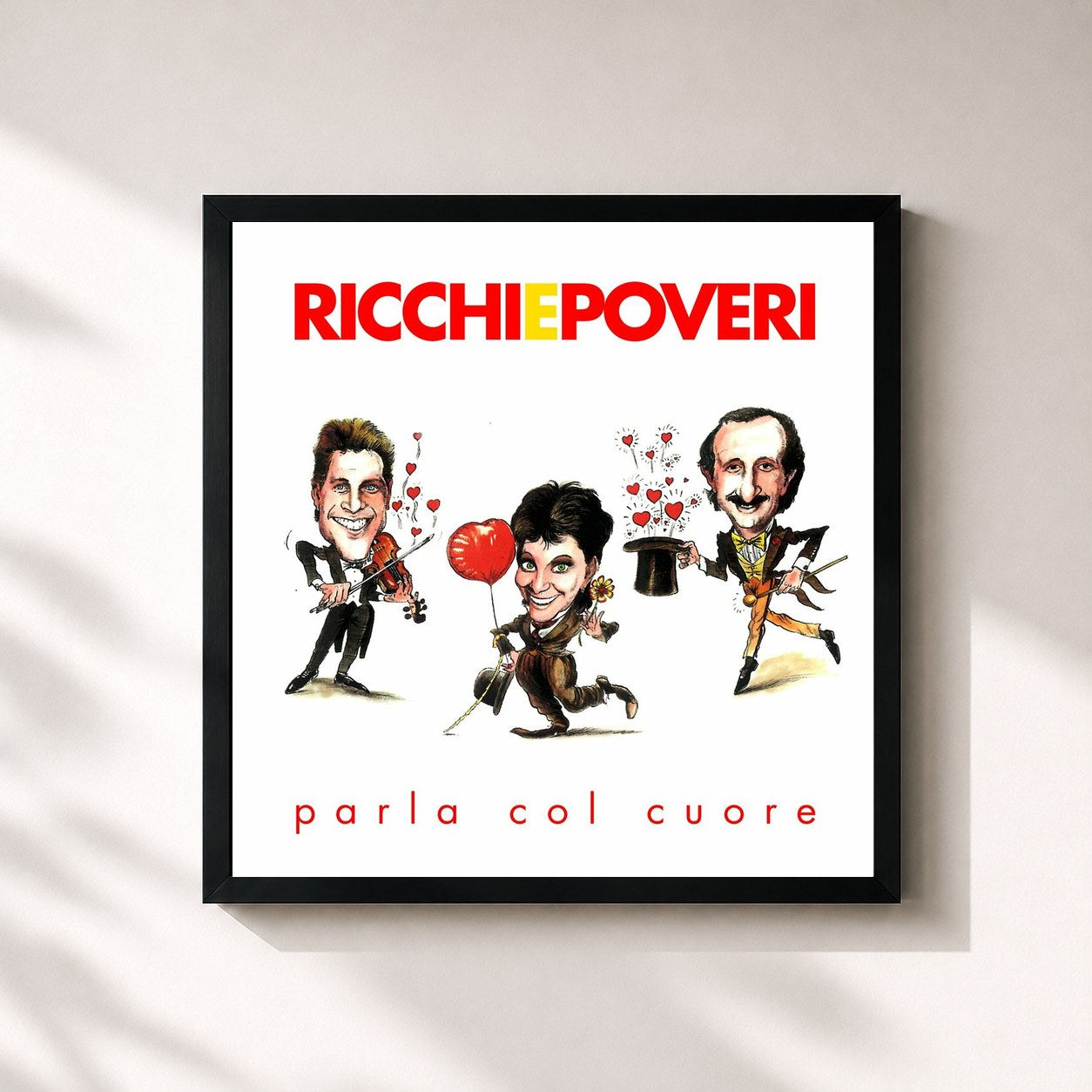 #noir Tableau carré de l'album Parla col cuore de Ricchi e Poveri, cadre noir 32x32 cm