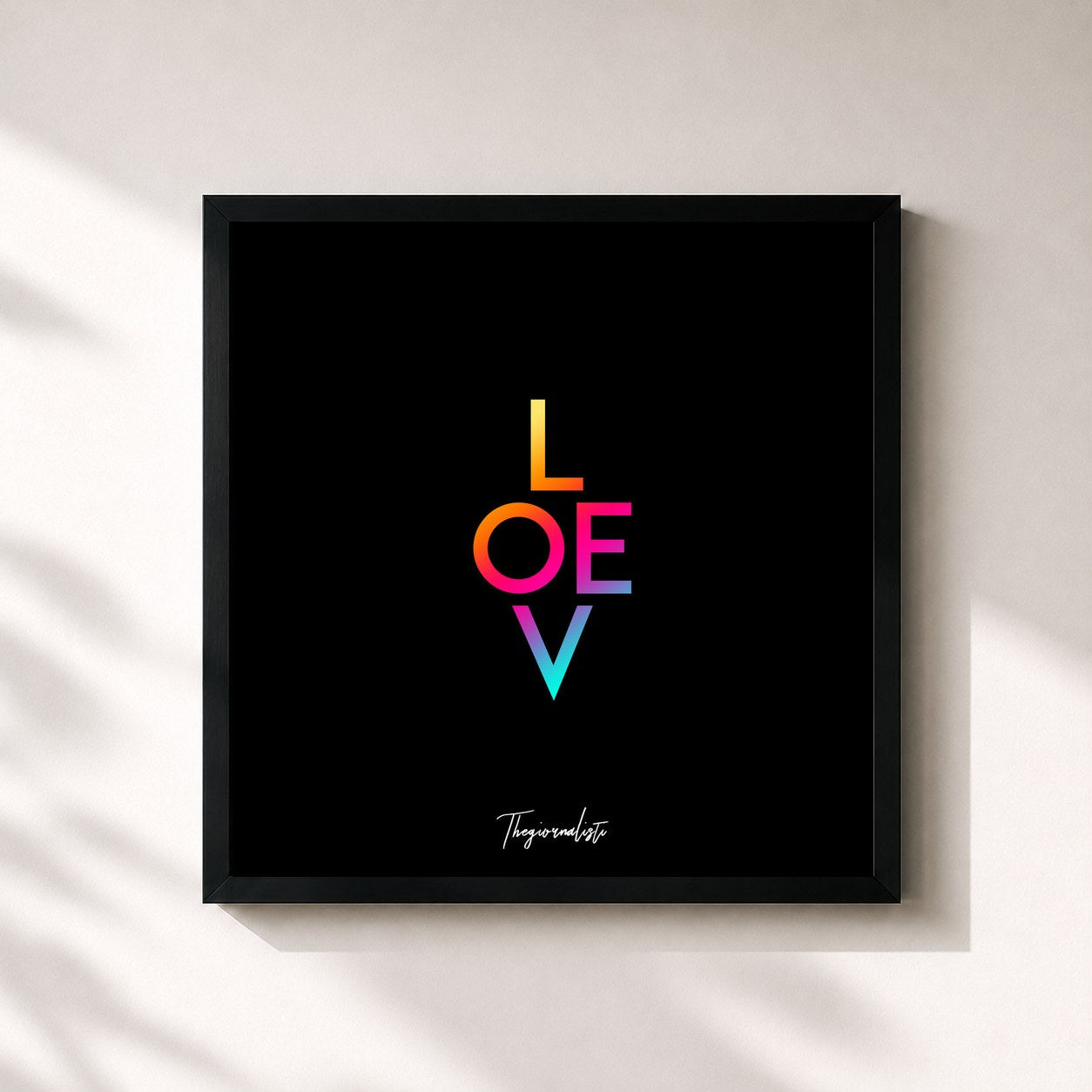 #noir Tableau carré de l'album LOVE de Thegiornalisti, cadre noir 32x32 cm
