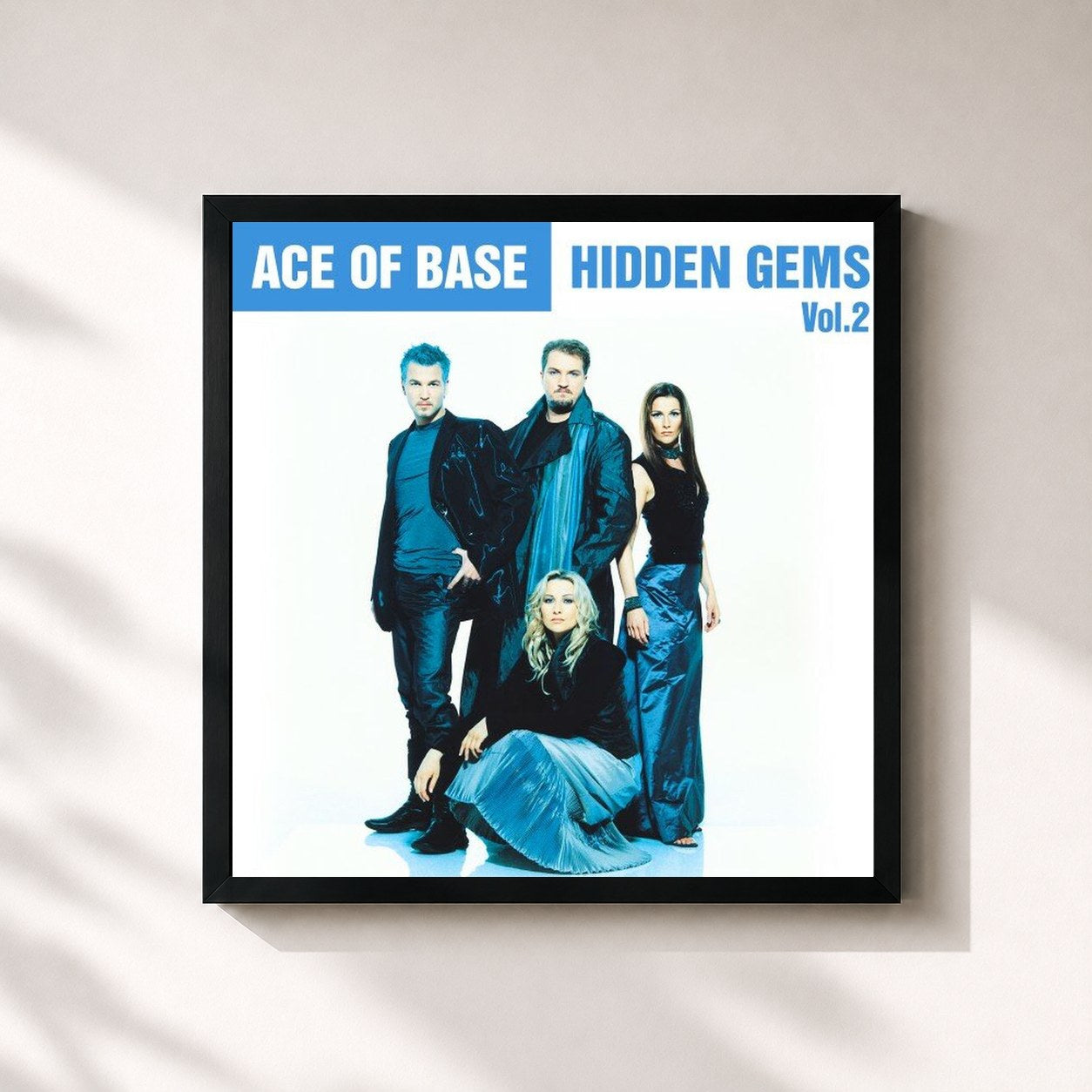 #noir Tableau carré de l'album Hidden Gems, Vol. 2 de Ace of Base, cadre noir 32x32 cm