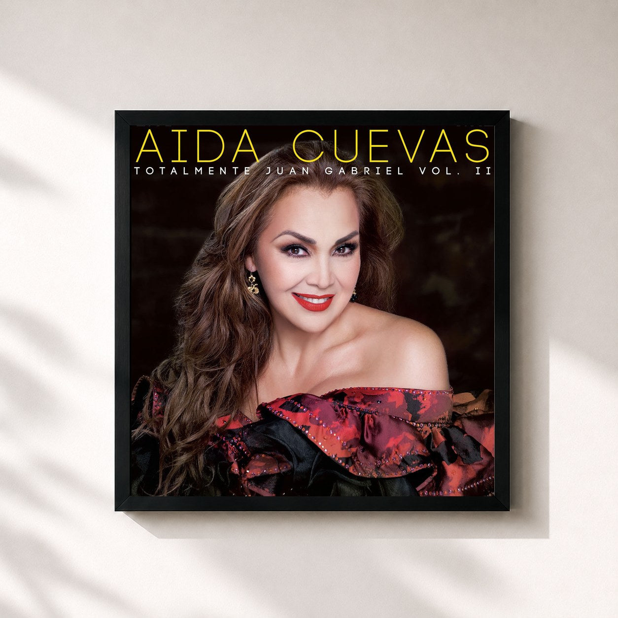 #noir Tableau carré de l'album Totalmente Juan Gabriel, Vol. II de Aida Cuevas, cadre noir 32x32 cm