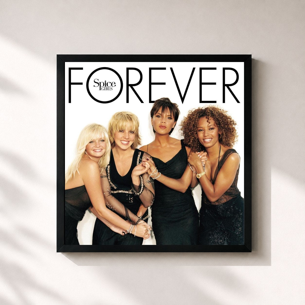 #noir Tableau carré de l'album Forever de Spice Girls, cadre noir 32x32 cm