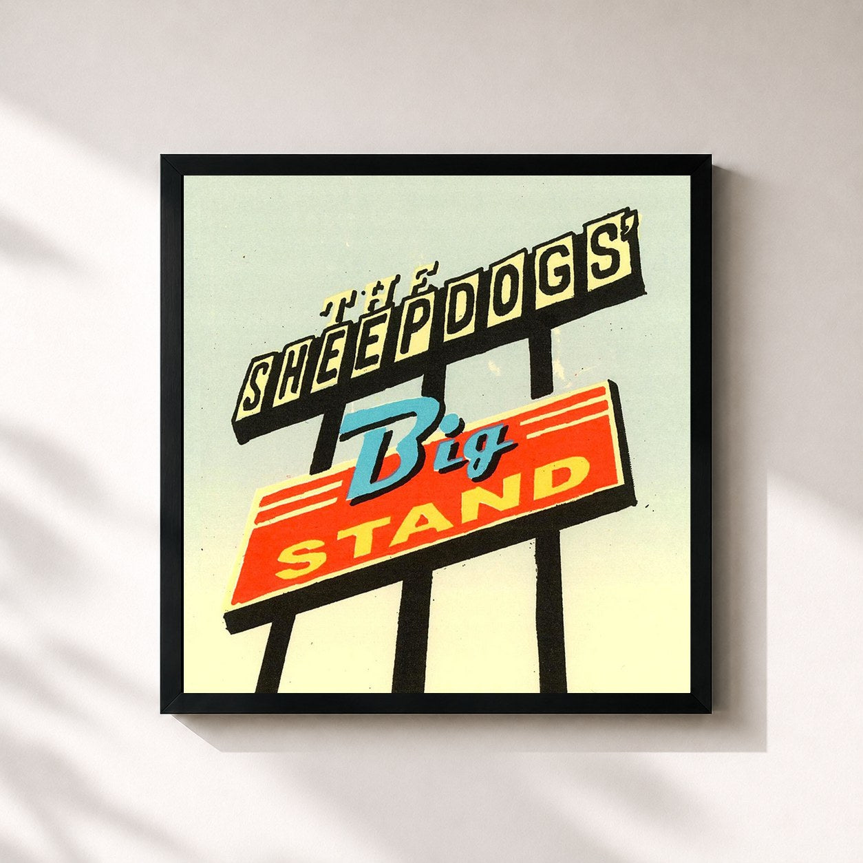 #noir Tableau carré de l'album The Sheepdogs' Big Stand de The Sheepdogs, cadre noir 32x32 cm