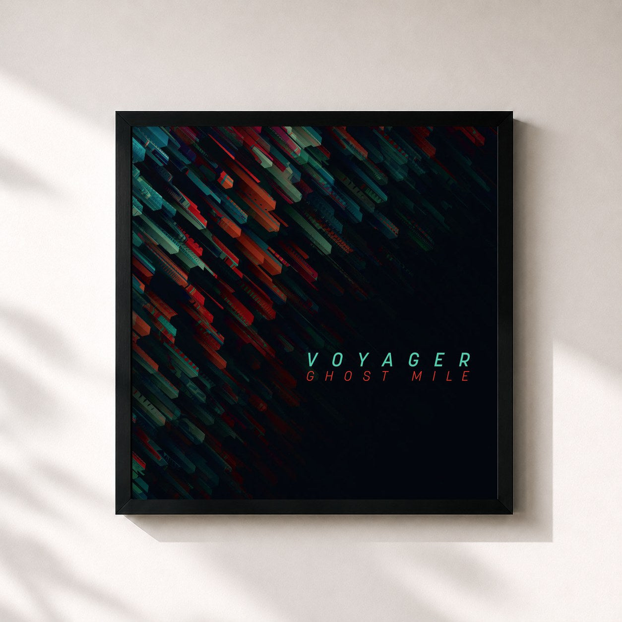 #noir Tableau carré de l'album Ghost Mile de Voyager, cadre noir 32x32 cm