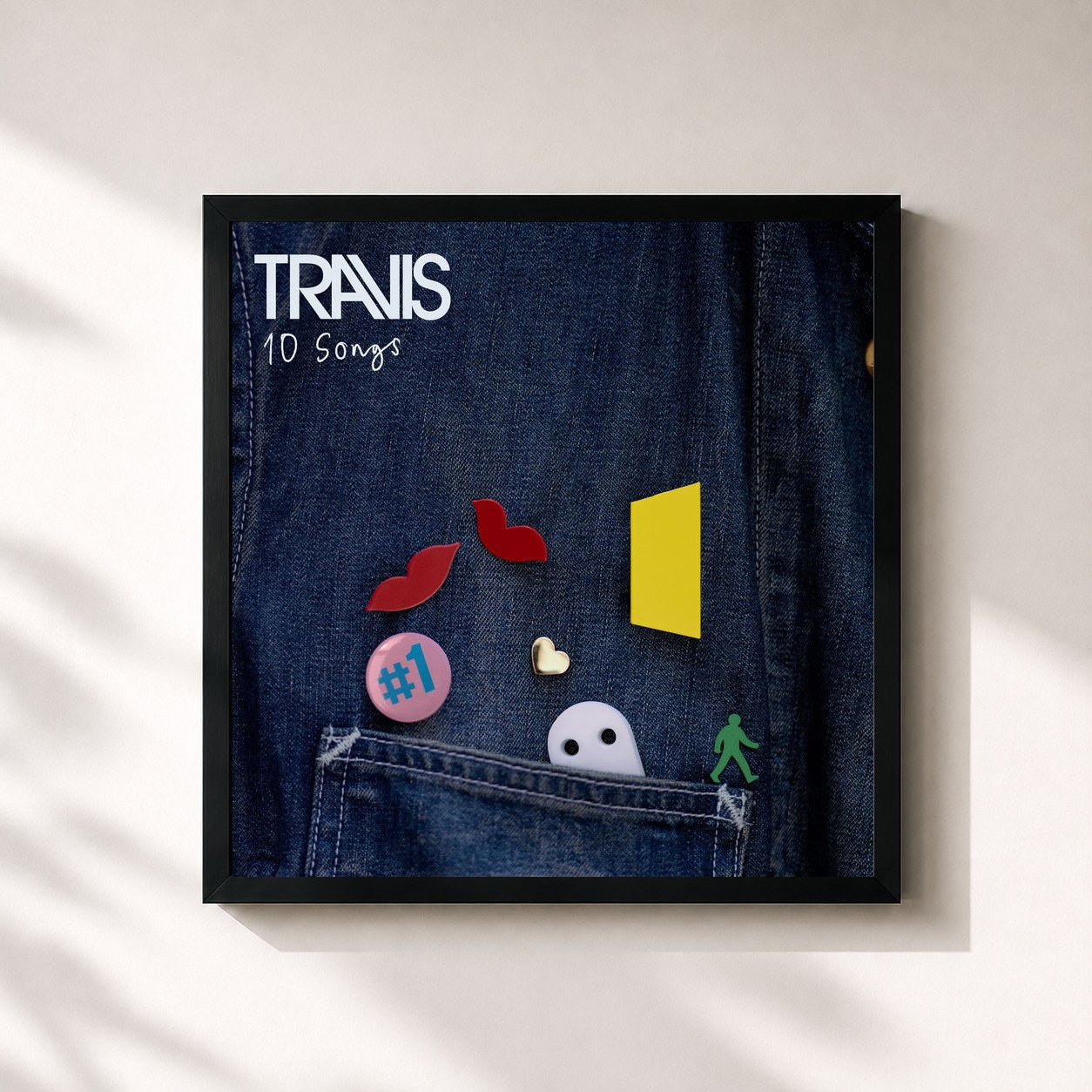 #noir Tableau carré de l'album 10 Songs de Travis, cadre noir 32x32 cm