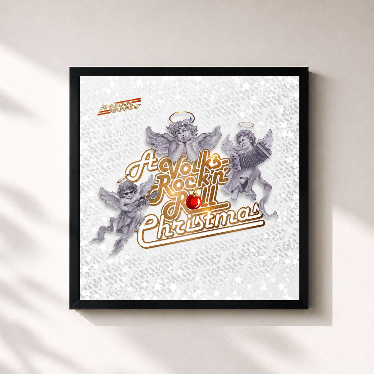 #noir Tableau carré de l'album A Volks-Rock'n'Roll Christmas de Andreas Gabalier, cadre noir 32x32 cm