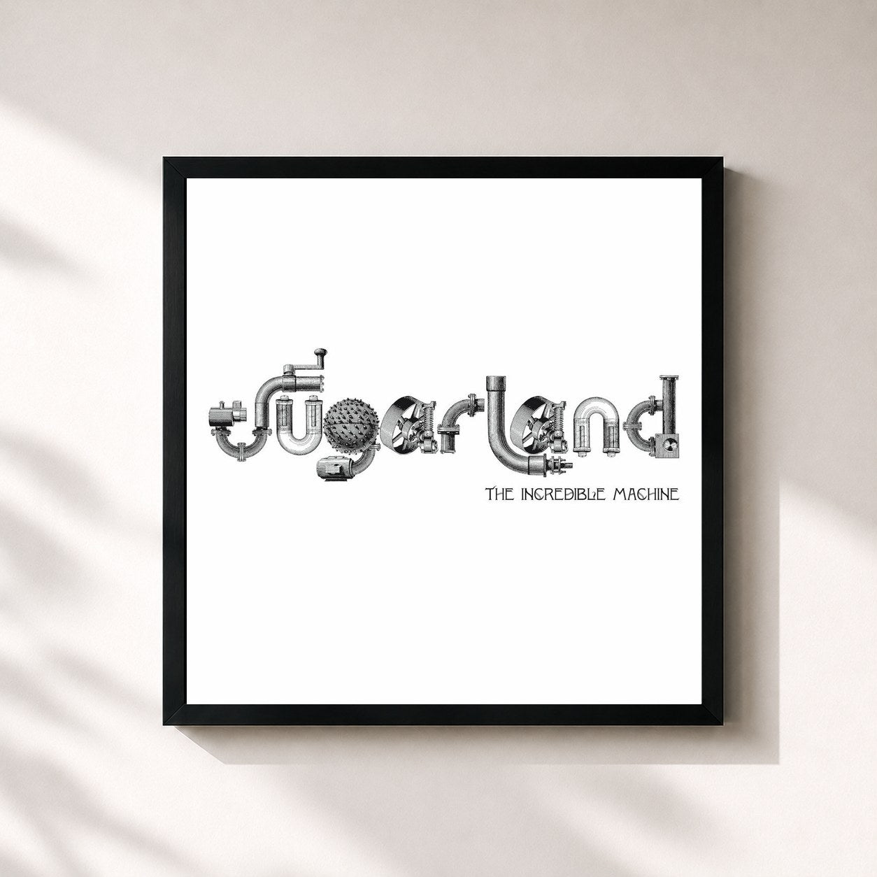 #noir Tableau carré de l'album The Incredible Machine de Sugarland, cadre noir 32x32 cm
