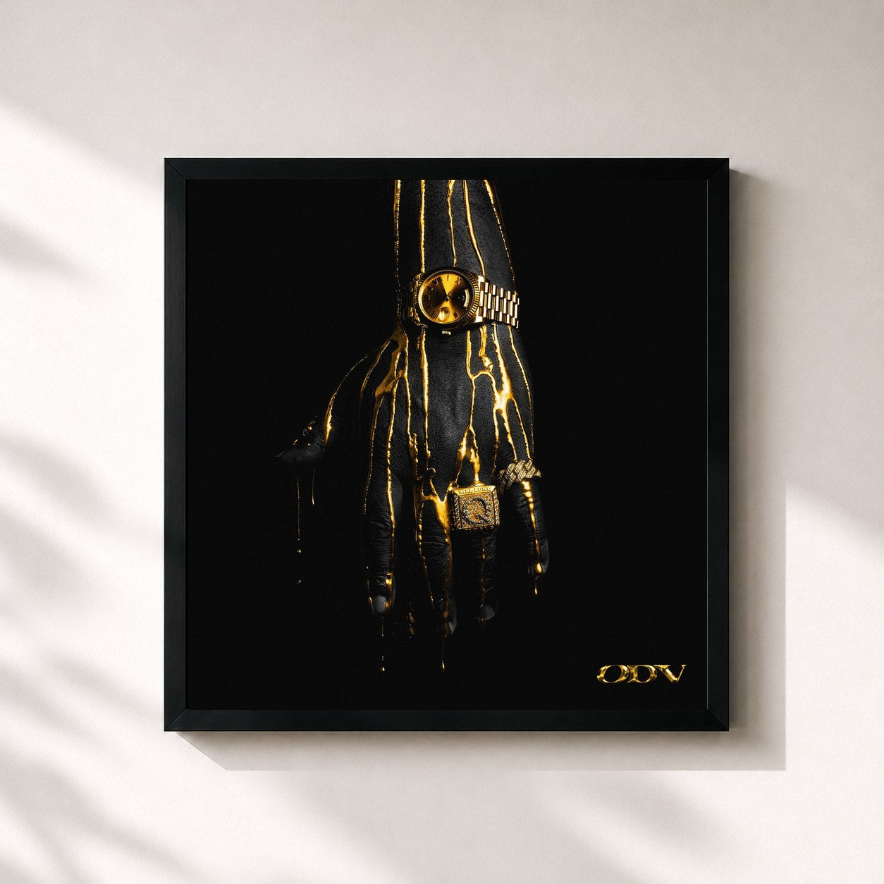 #noir Tableau carré de l'album L'OR DANS LES VEINES de DJ Quick, cadre noir 32x32 cm