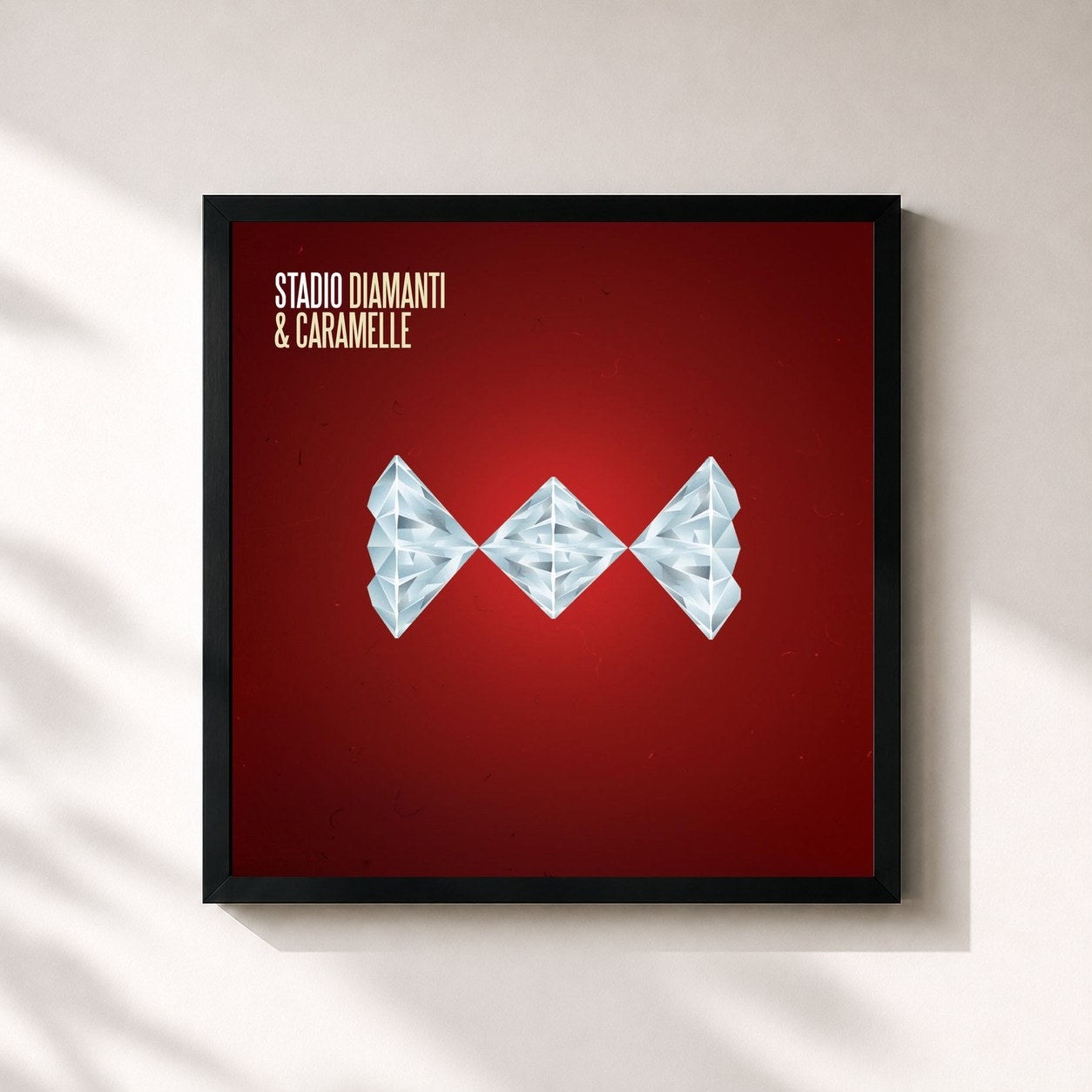 #noir Tableau carré de l'album Diamanti E Caramelle de Stadio, cadre noir 32x32 cm