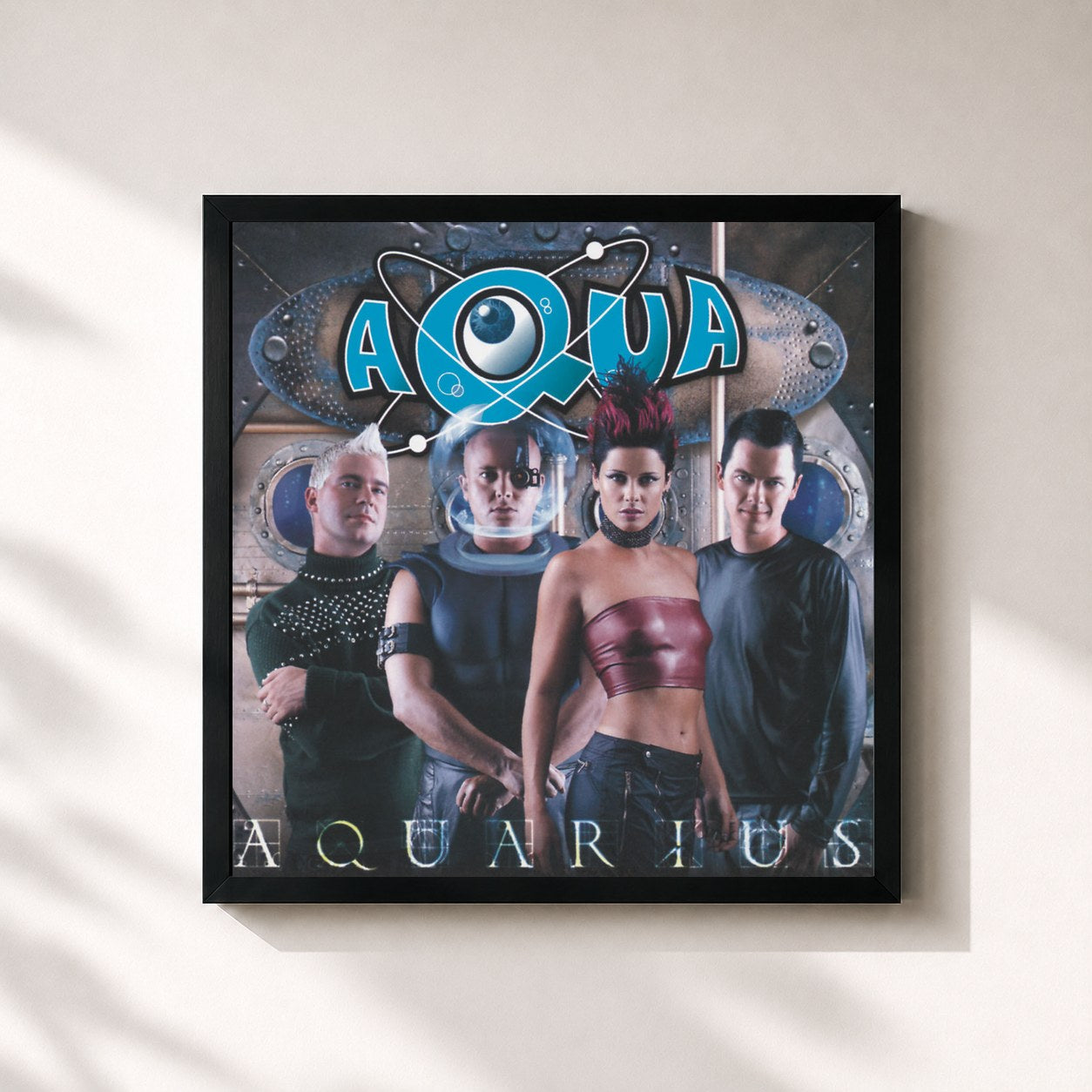 #noir Tableau carré de l'album Aquarius de Aqua, cadre noir 32x32 cm