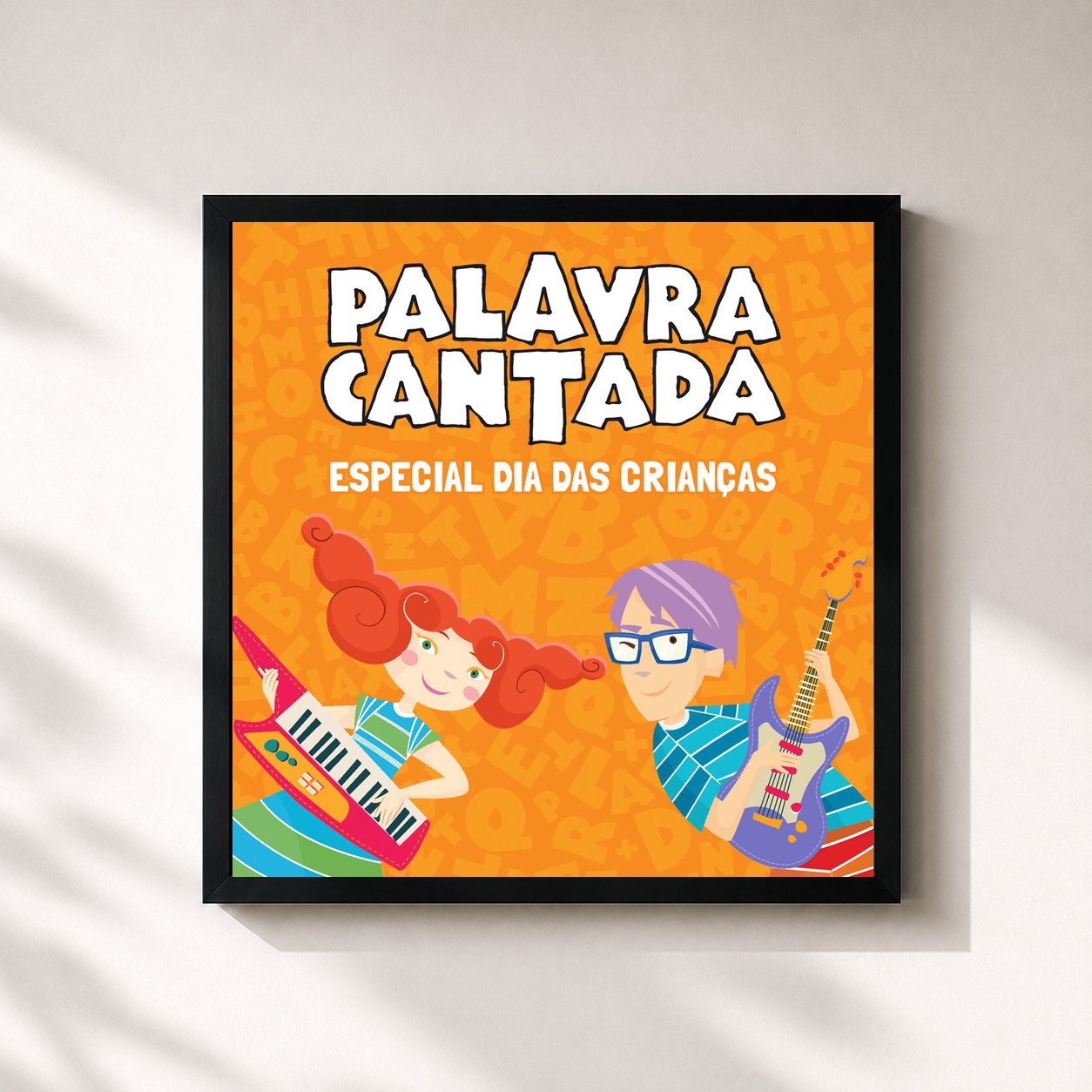 #noir Tableau carré de l'album Especial Dia das Crianças de Palavra Cantada, cadre noir 32x32 cm